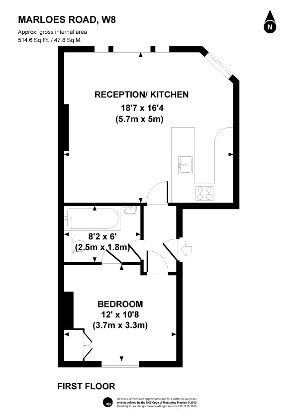 1 Bedrooms Flat to rent in Marloes Road, London W8