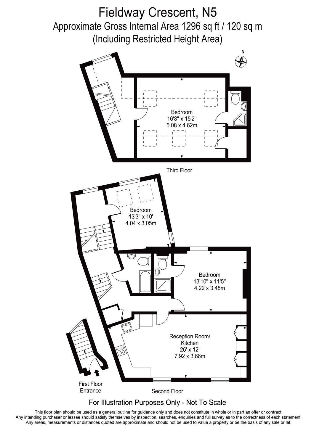 3 Bedrooms Flat to rent in Upper Maisonette, 1B Fieldway Crescent, London N5