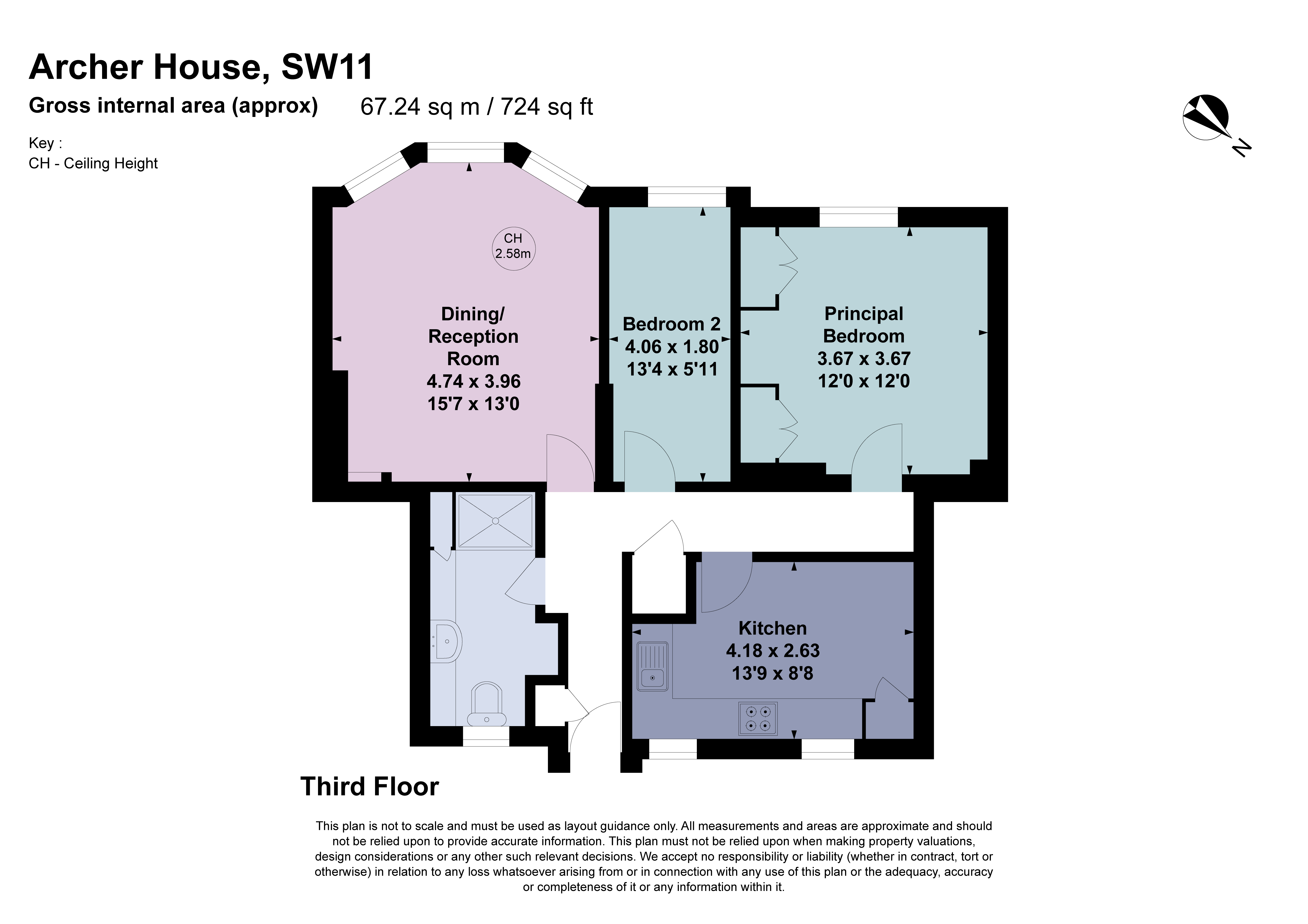 Flat 46, Archer House,, Vicarage Crescent, London floorplan