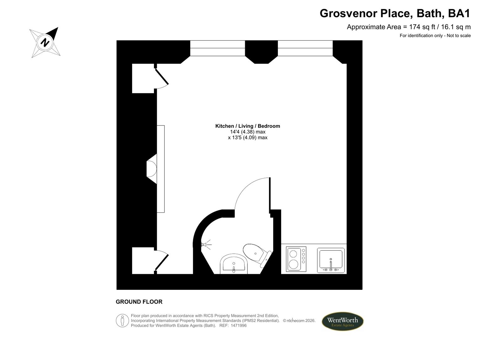Flat 1 Ground Floor Front, 2, Grosvenor Place, Bath floorplan