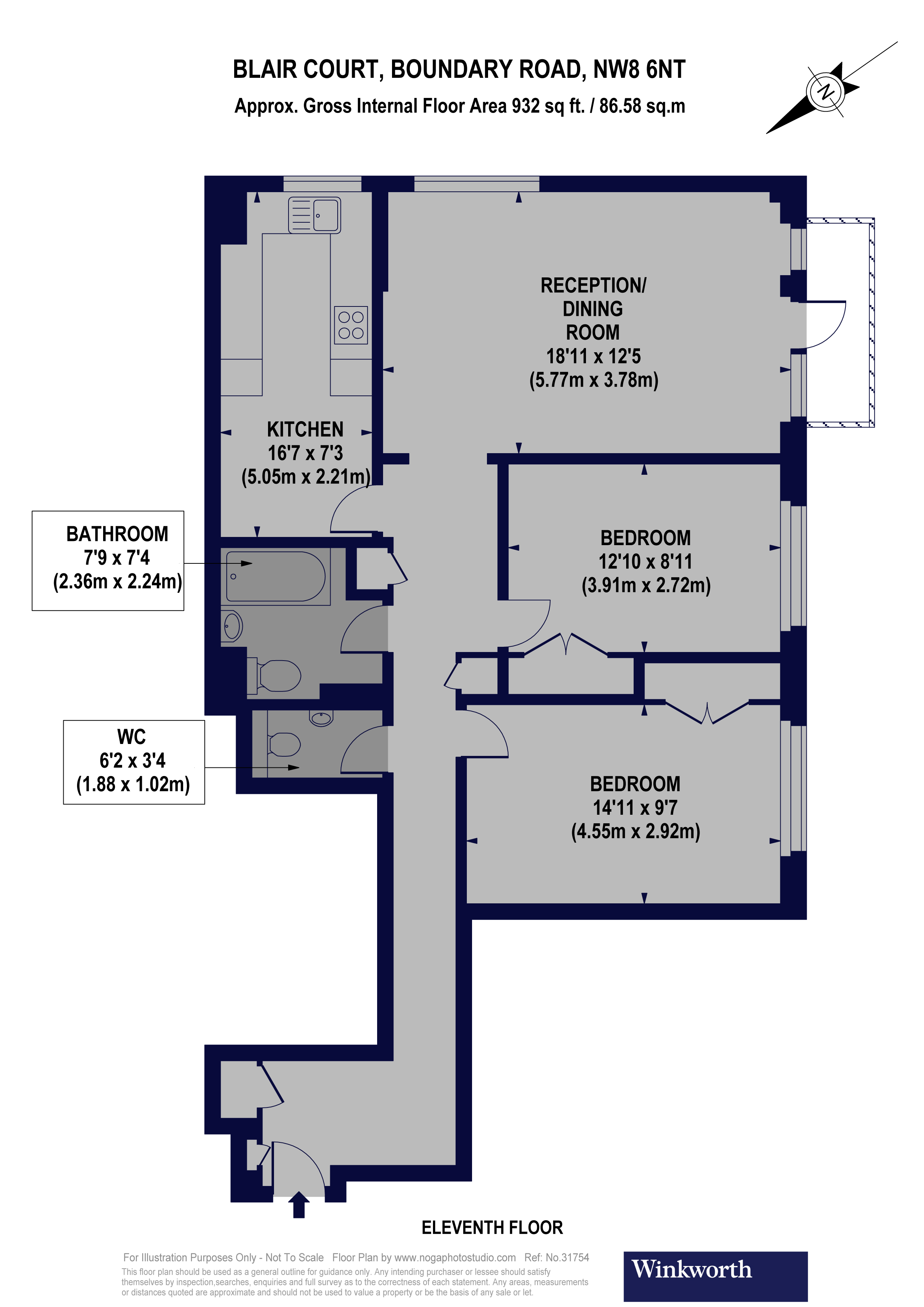 2 Bedrooms Flat to rent in Blair Court, Boundary Road NW8