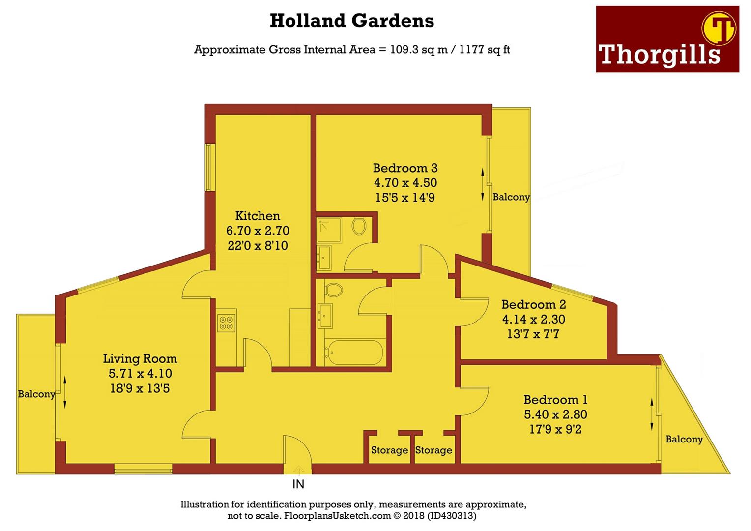 3 Bedrooms Flat for sale in Holland Gardens, Brentford TW8