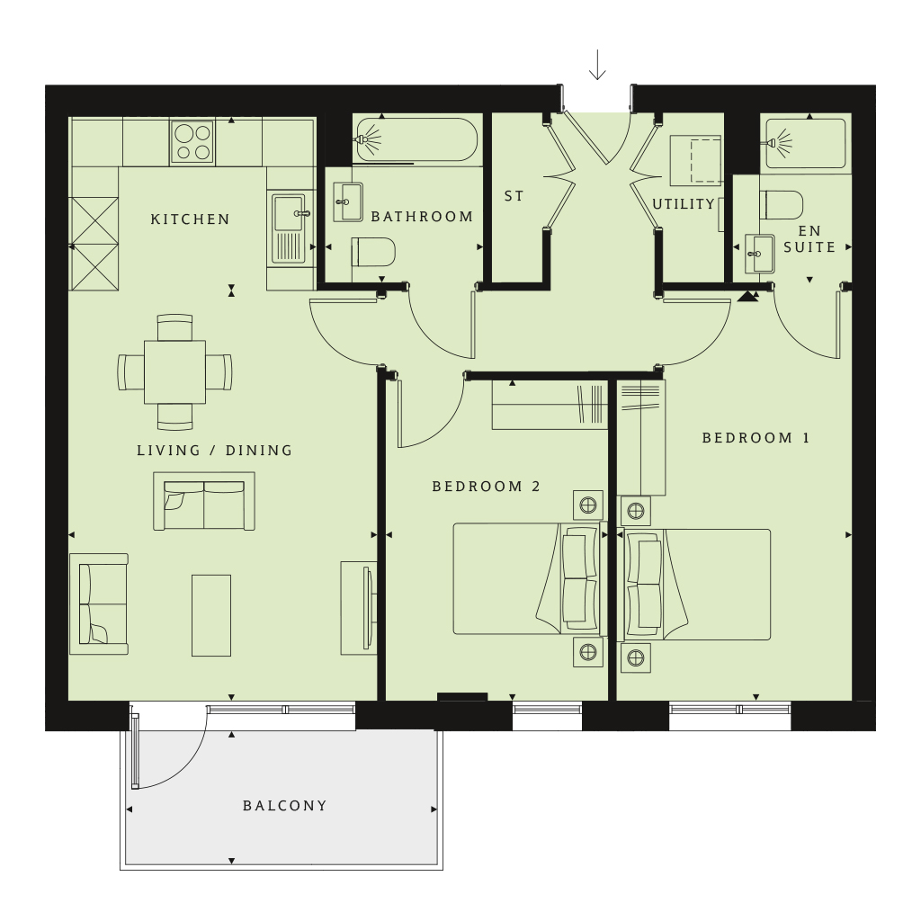 2 Bedrooms Flat for sale in 