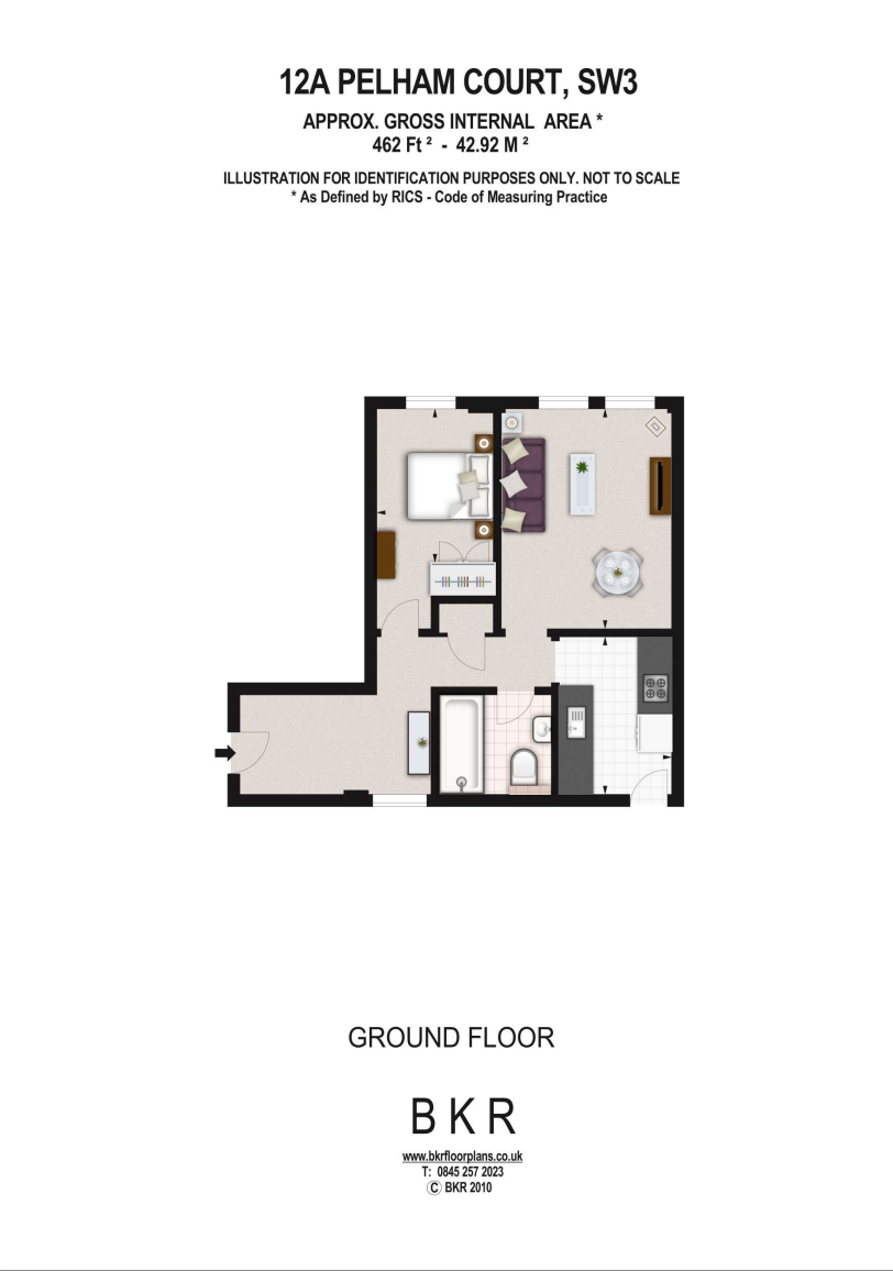 Flat 12a, Pelham Court, 145 Fulham Road, London floorplan