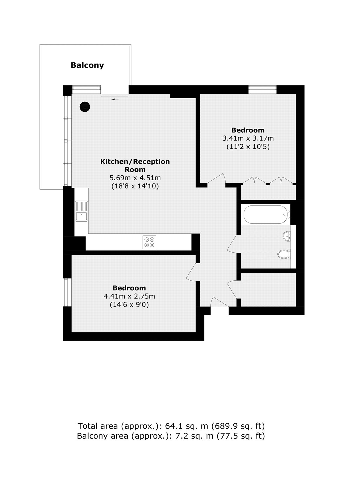 Flat 403, Quill House, 1, Plowden Road, London floorplan