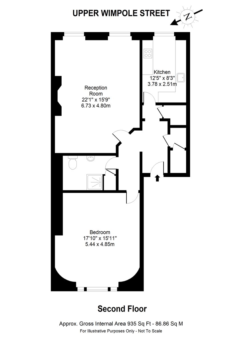 Flat 1, 22, Upper Wimpole Street, Marylebone floorplan