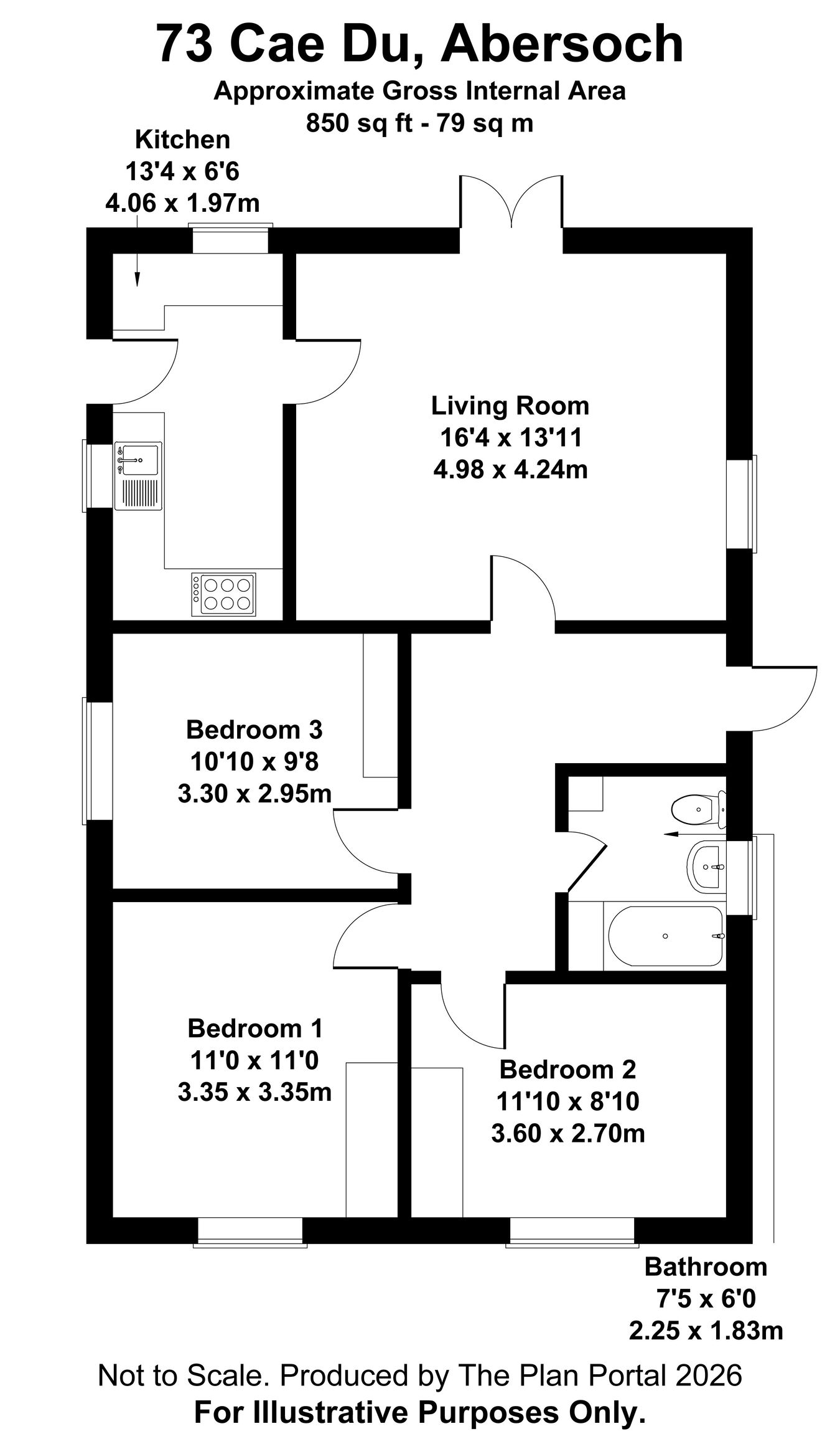 73, Cae du Estate, Pwllheli floorplan