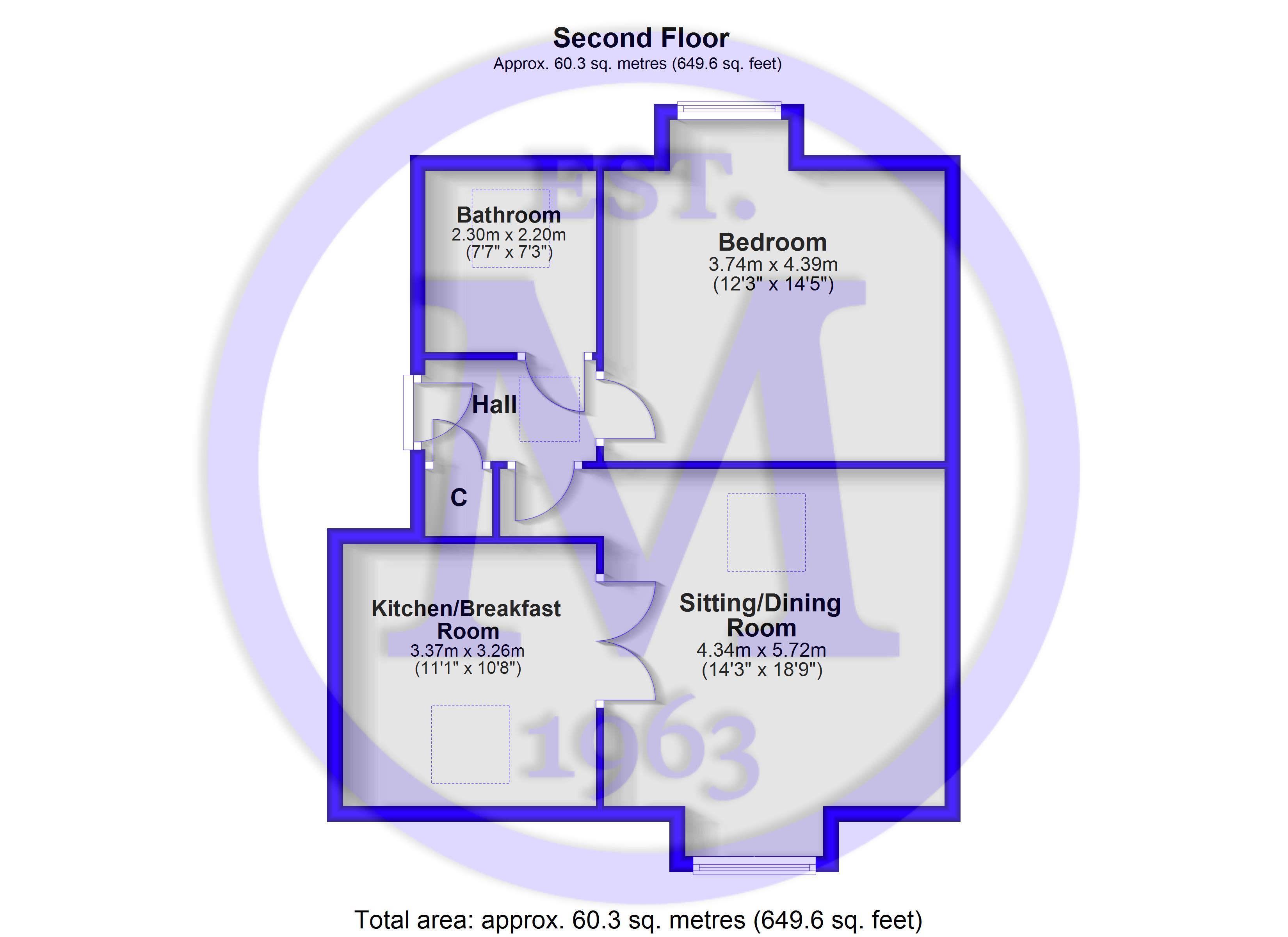 Flat 8, Berrington, 74, Becton Lane, New Milton floorplan