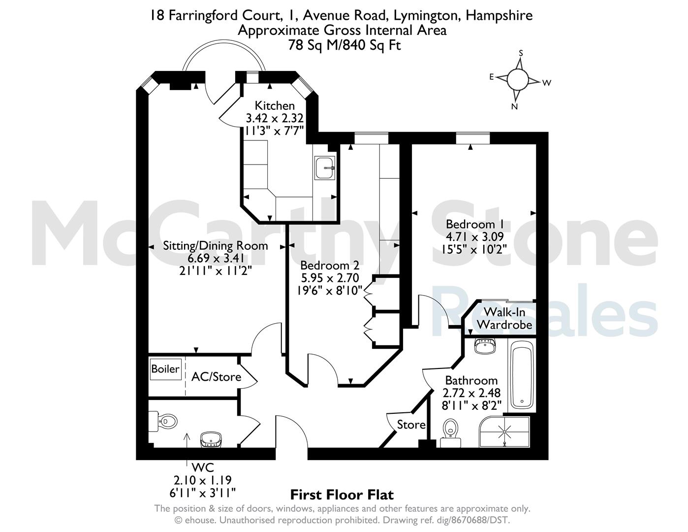 18 Farringford Court, Avenue Road, Lymington floorplan