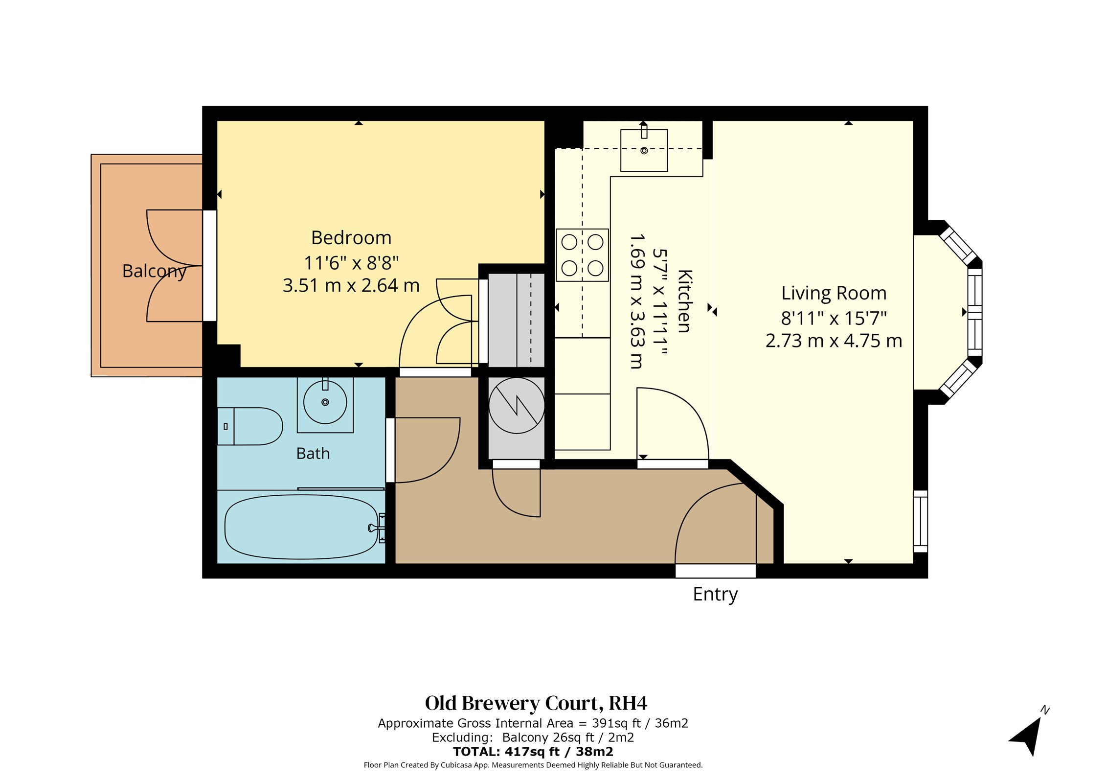 Flat 15, Old Brewery Court,, Lyons Court, Surrey floorplan