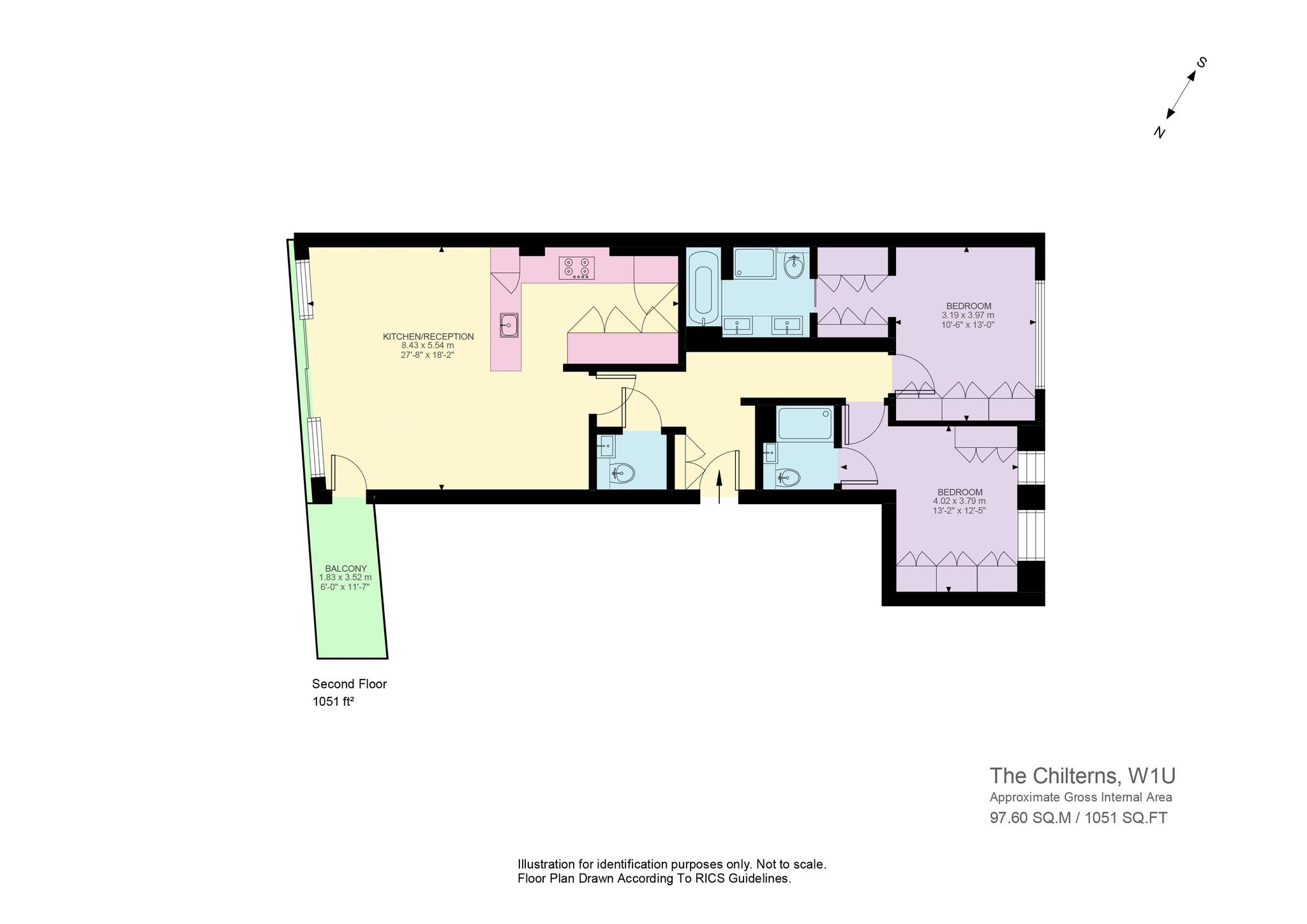 Flat 202, The Chilterns, Marylebone floorplan