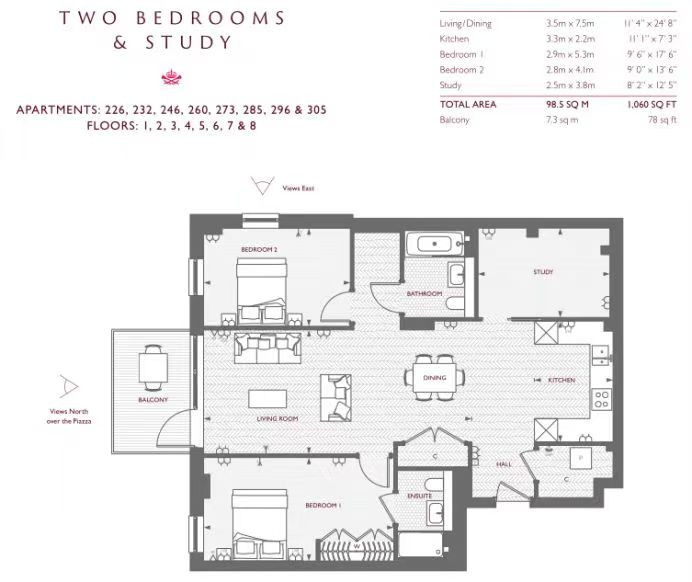 Flat 16, Tryon House, Kingston upon Thames floorplan