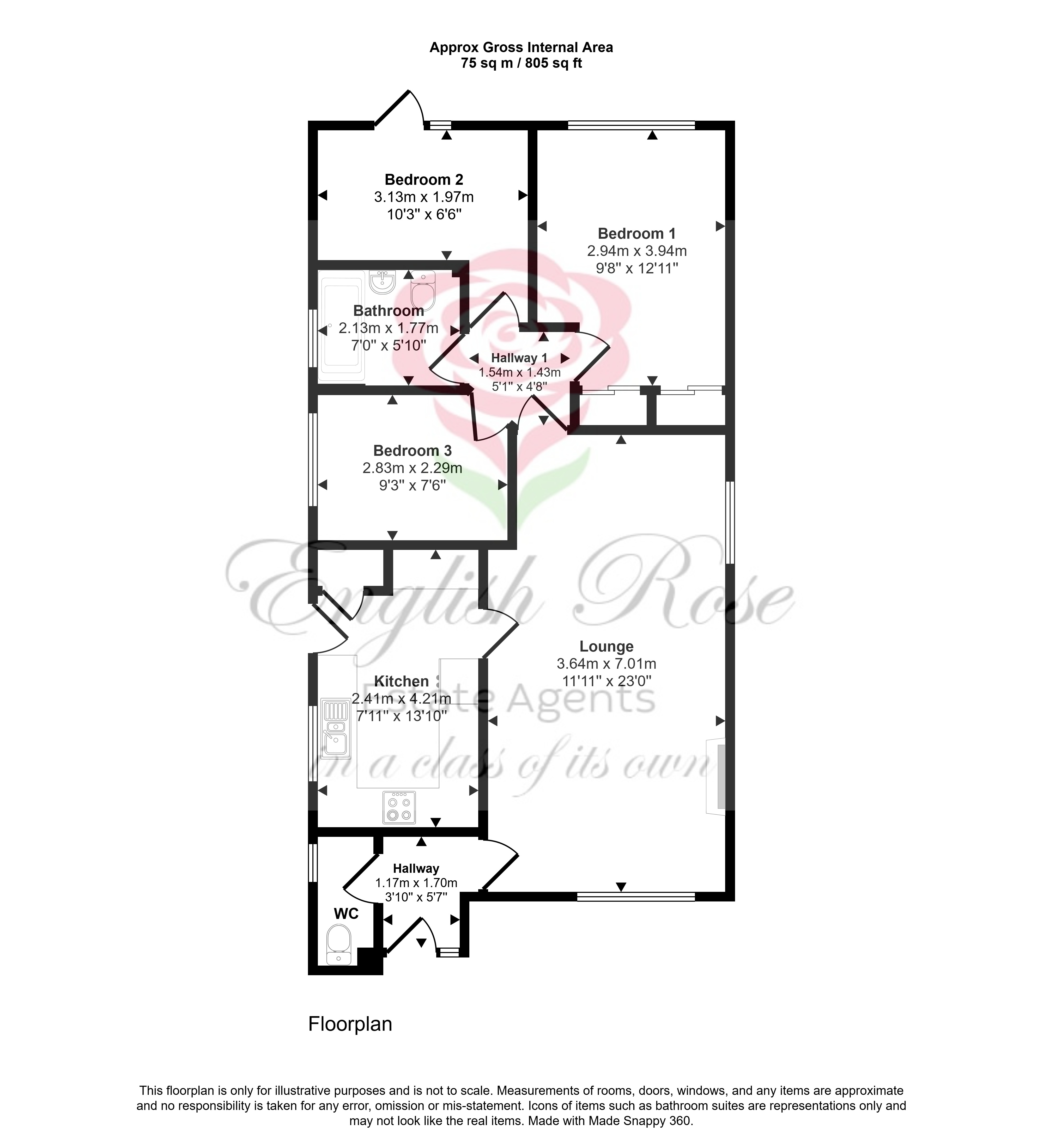 14, Buckingham Close, Kirkby In Ashfield floorplan