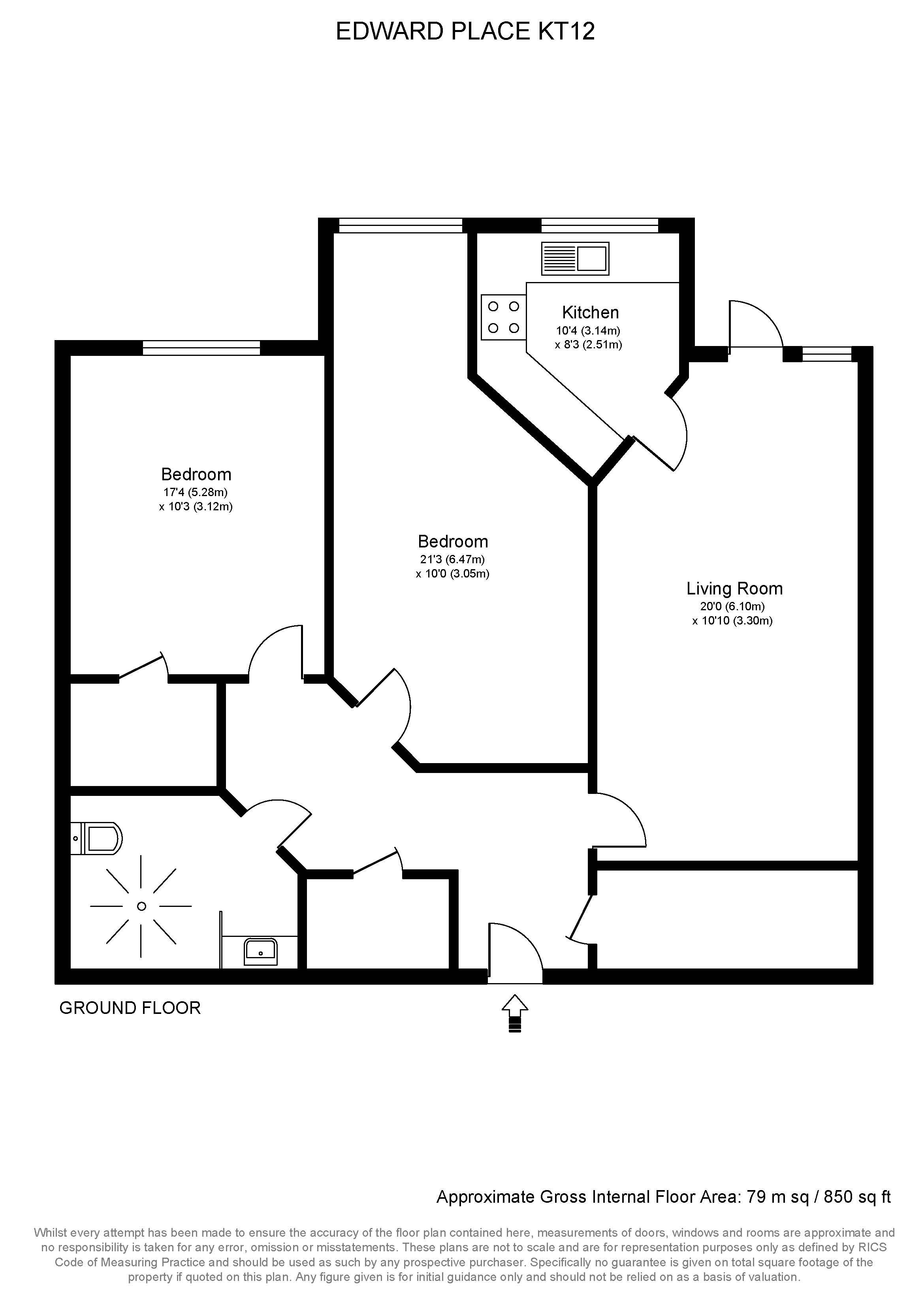 6 Edward Place, Churchfield Road, Walton-On-Thames floorplan