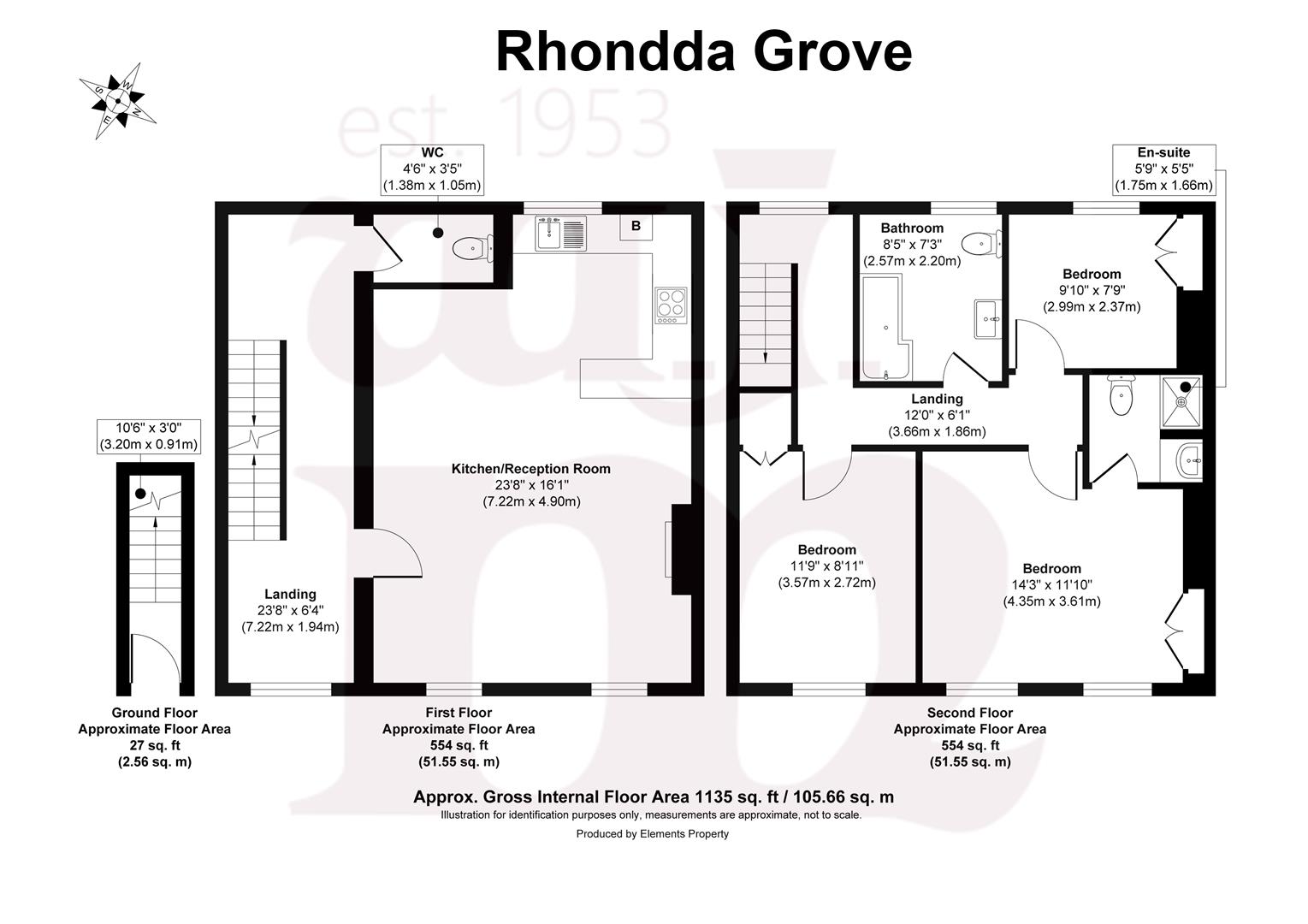 First And Second Floor Flat, 14, Rhondda Grove, Mile End floorplan
