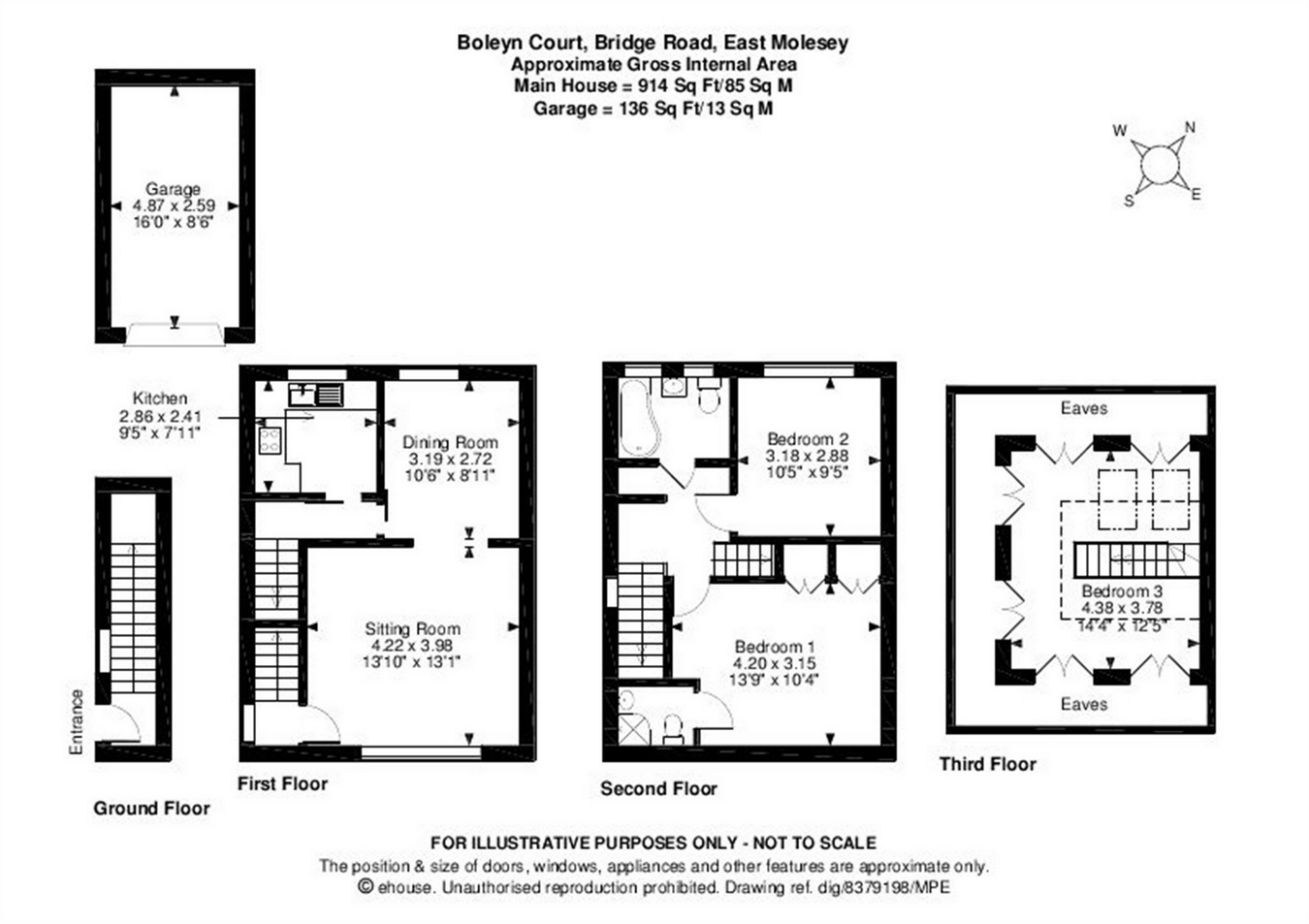 3 Bedrooms Maisonette for sale in Boleyn Court, Bridge Road, East Molesey, Surrey KT8