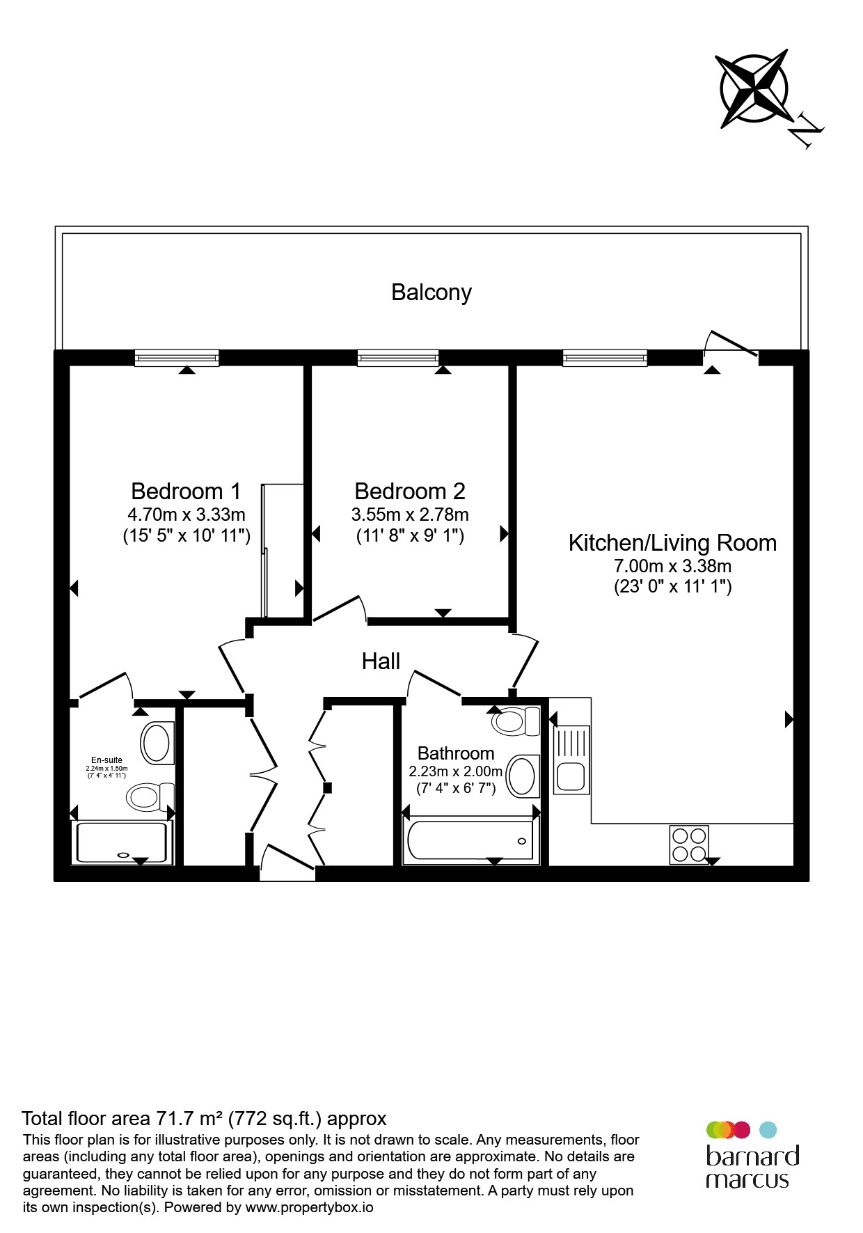Flat 12, Foxglove Apartments, 80, Bittacy Hill, London floorplan
