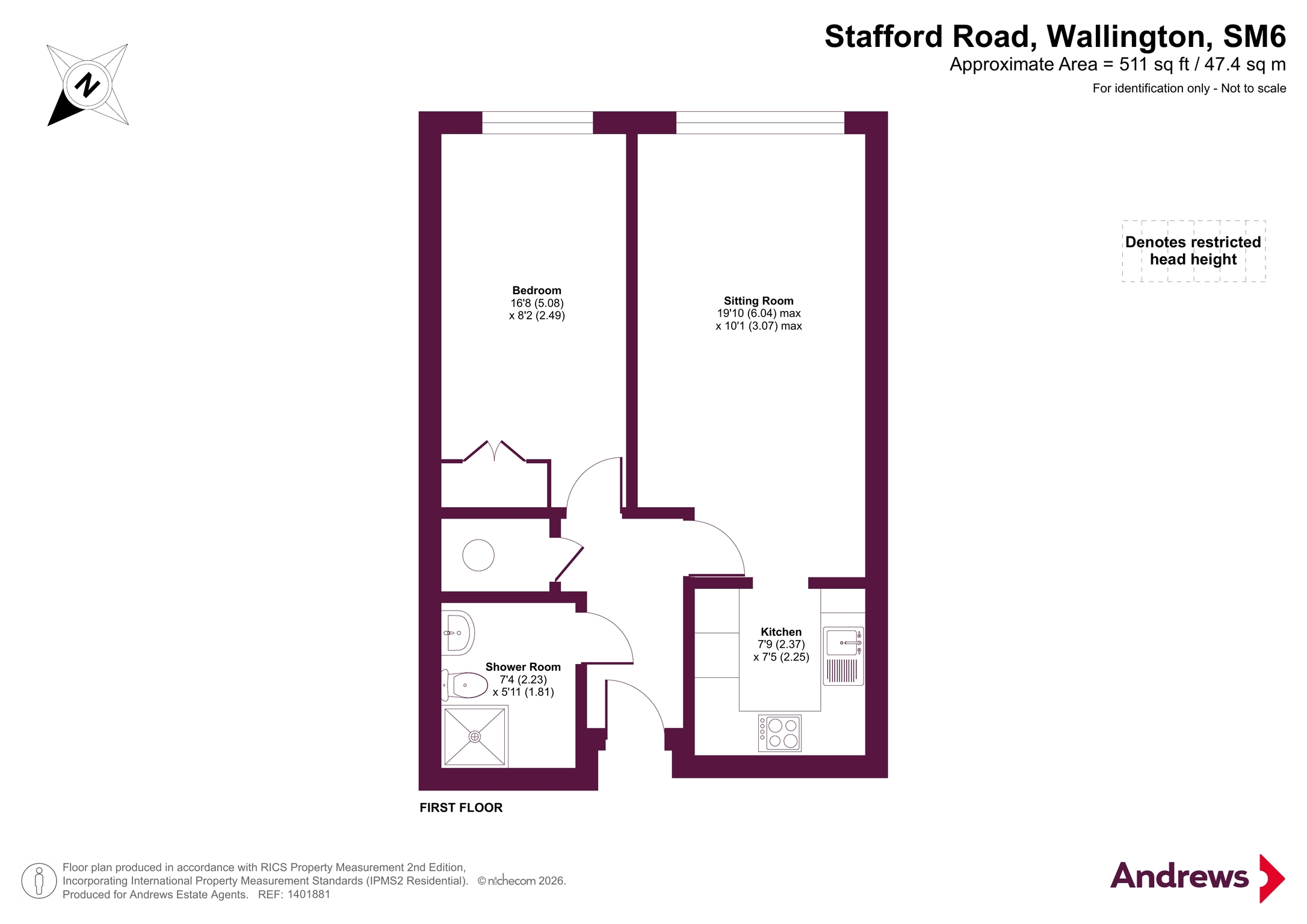 Flat 12, Ashby Grange, 11, Stafford Road, Wallington floorplan