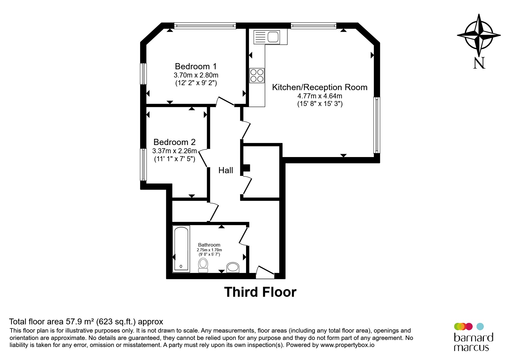 Flat 1, Alhambra House, 9, St Michaels Road, Croydon floorplan
