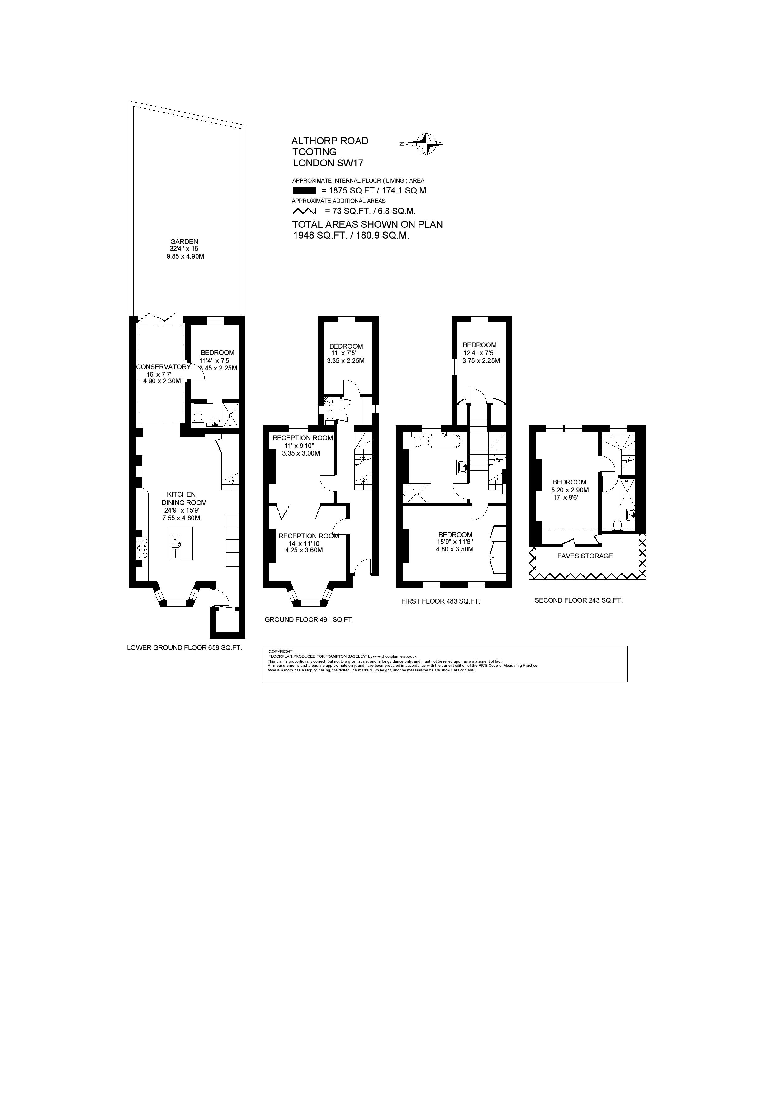 5 Bedrooms Terraced house to rent in Althorp Road, London SW17