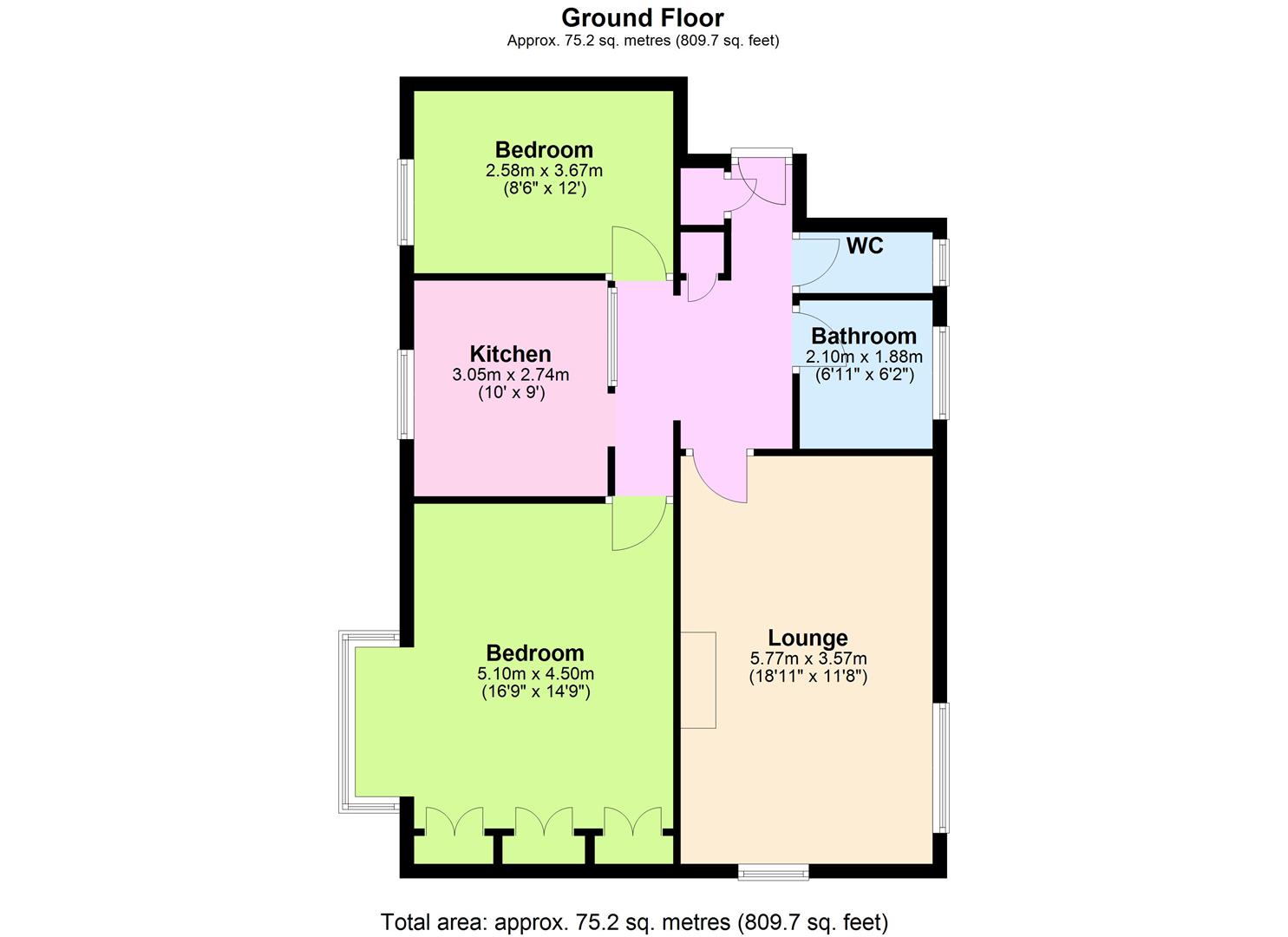 Flat 6, Wentworth Court, Downview Road, Worthing floorplan