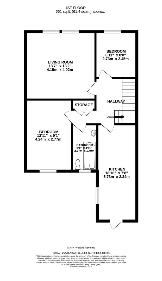 44, Sixth Avenue, Newcastle Upon Tyne floorplan