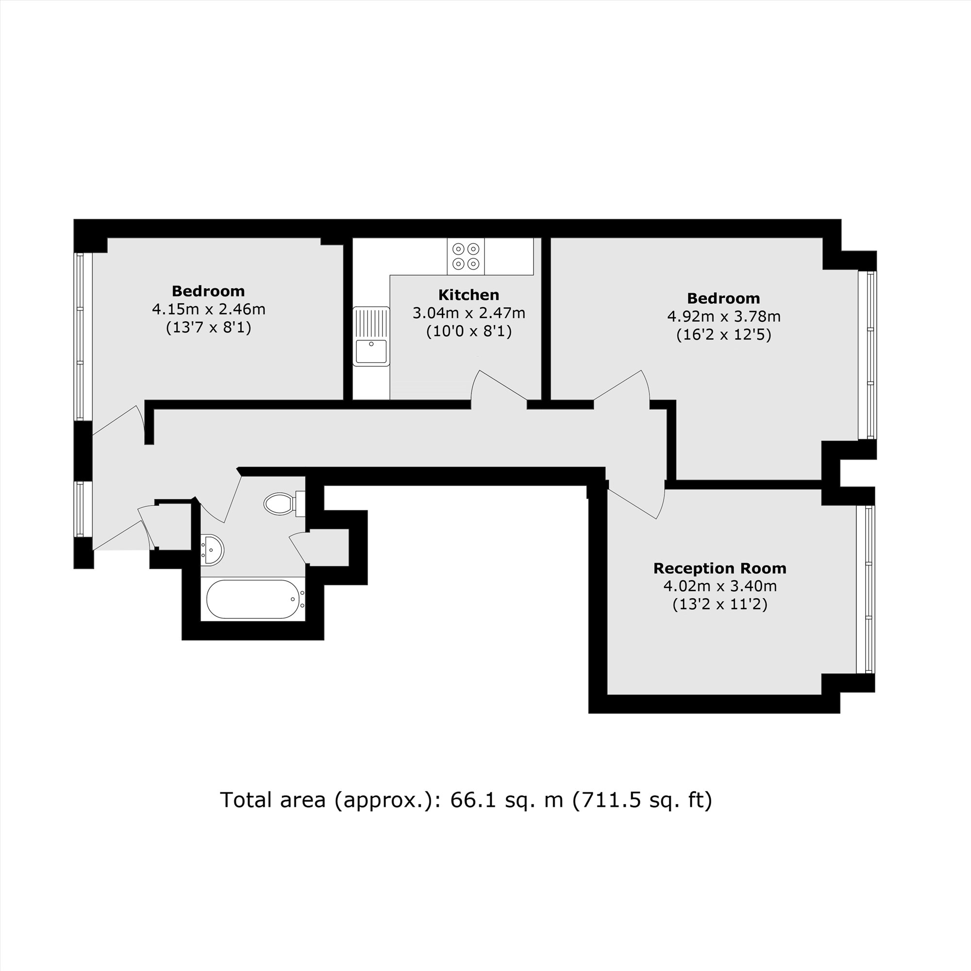 Flat 4, 276-278, Brixton Hill, London floorplan