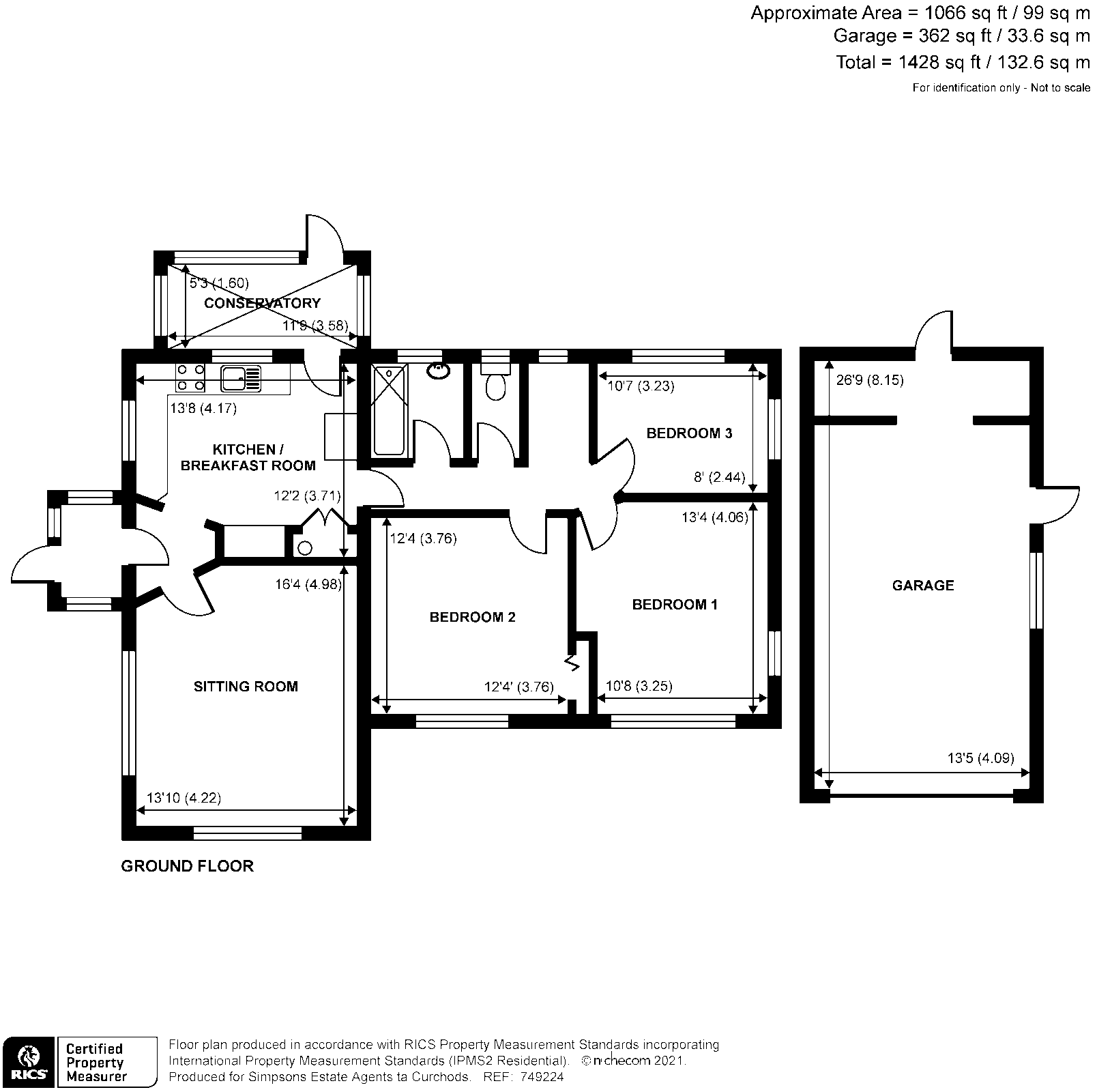 Chobham Road, Ottershaw KT16, 3 bedroom detached bungalow for sale