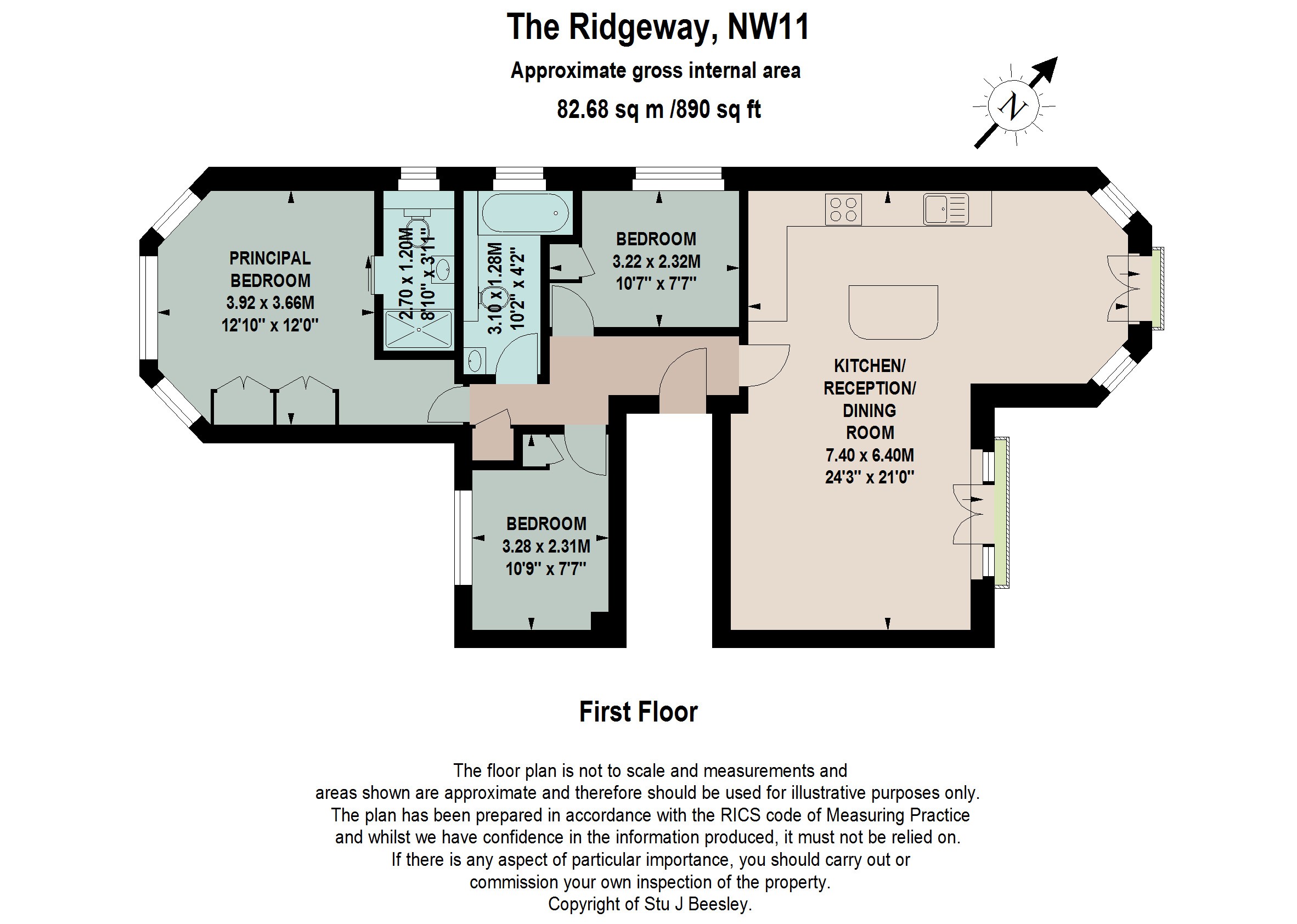 Flat 2 47, The Ridgeway, London floorplan