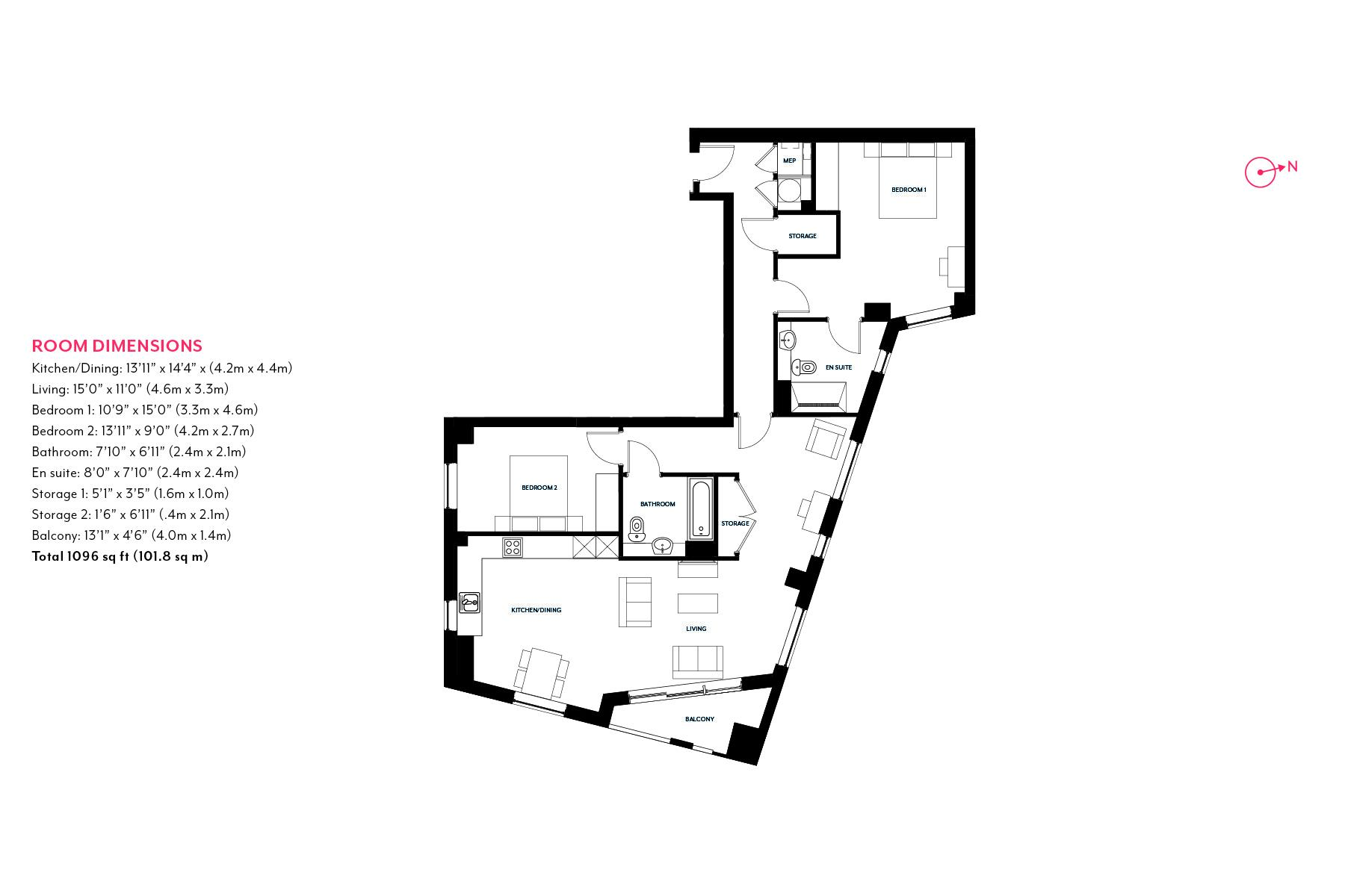 2 Bedrooms Flat to rent in Haydn Tower, Nine Elms Point, London SW8