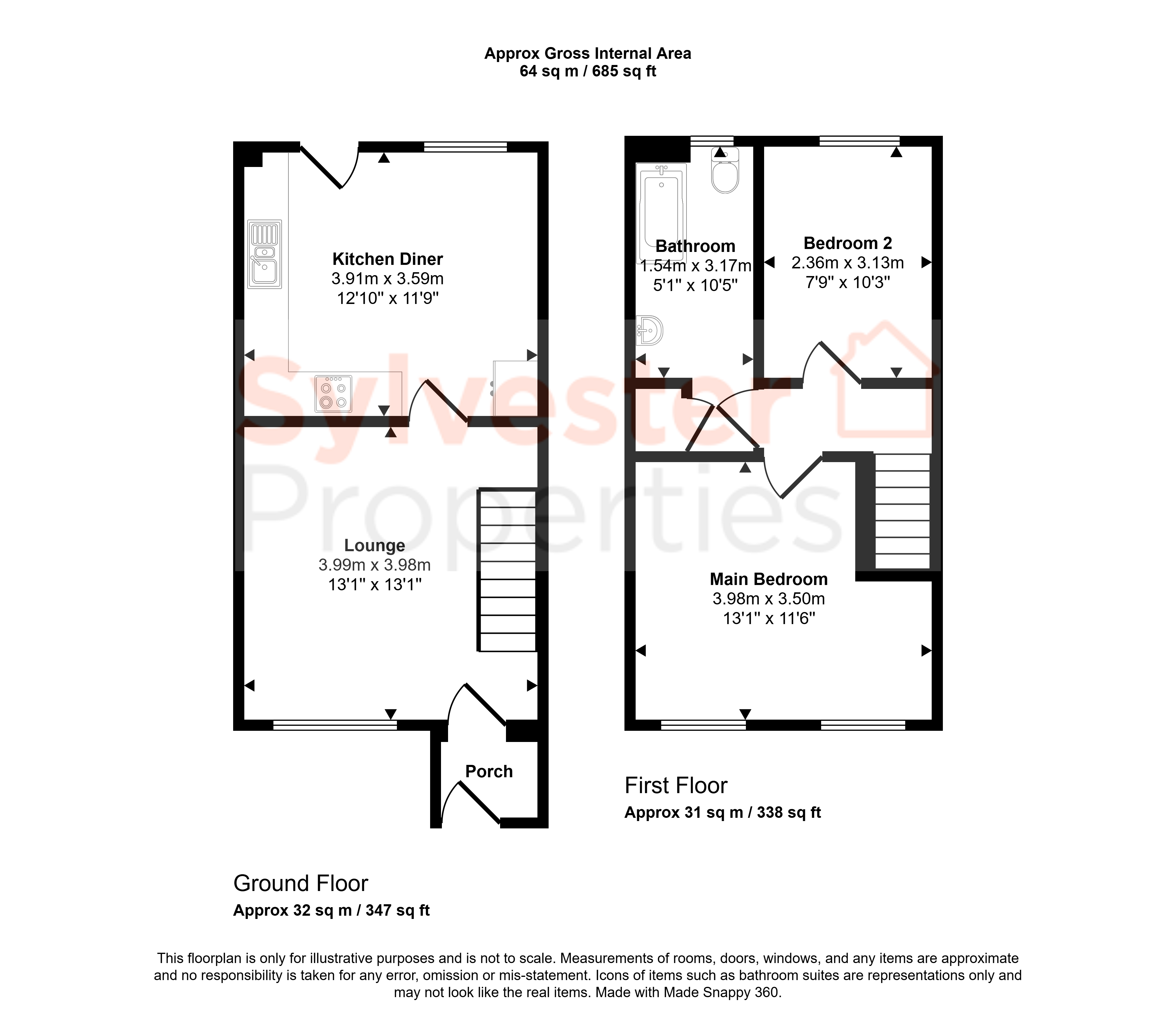 7, Meadow View, Dipton floorplan