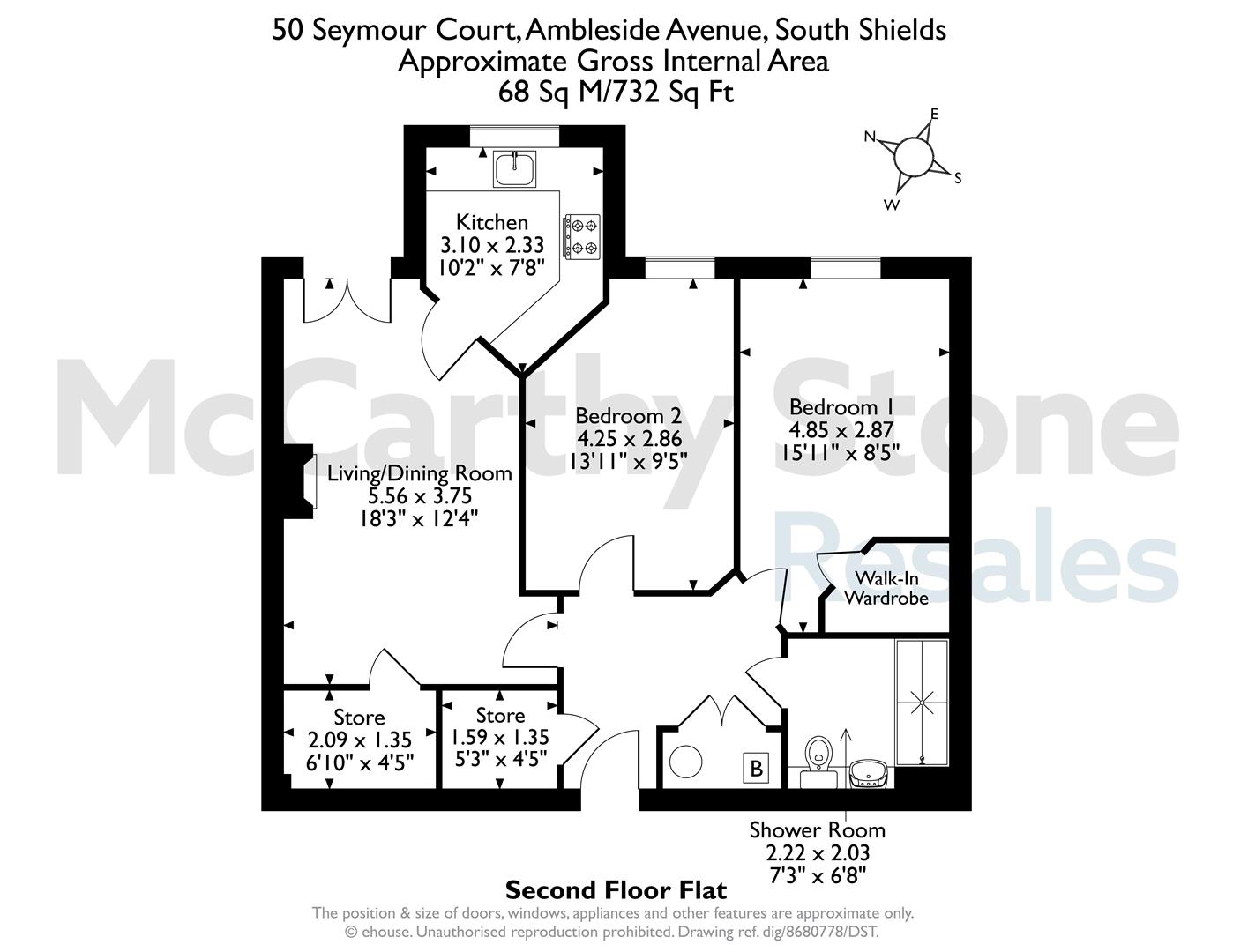 50 Seymour Court, Ambleside Avenue, South Shields floorplan