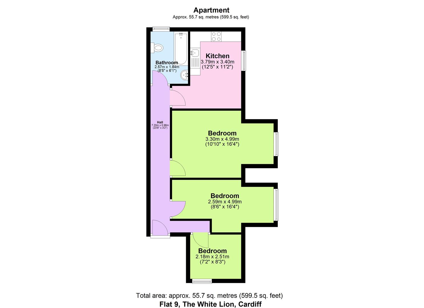 White Lion, Flat 9, 10/12 Cowbridge Road West, Cardiff floorplan