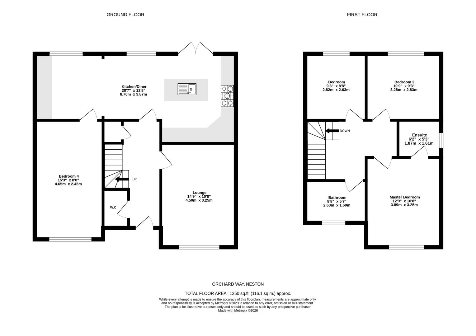 12, Orchard Drive, Neston floorplan