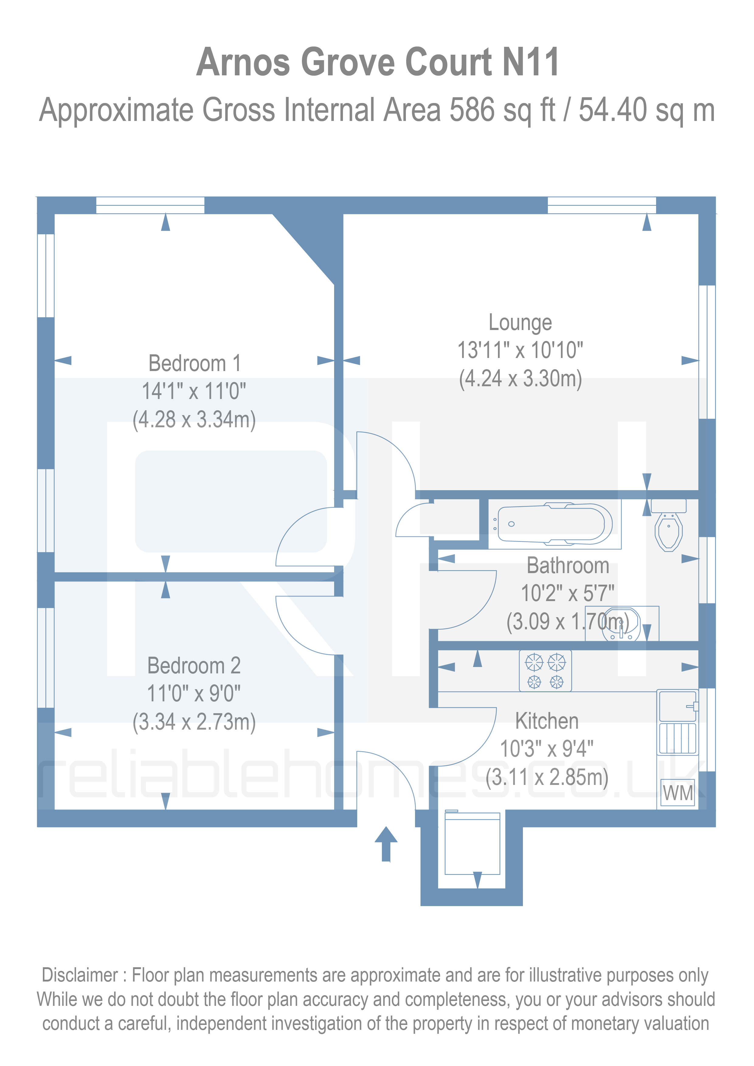 2 Bedrooms Flat to rent in Arnos Grove Court, Palmers Road N11