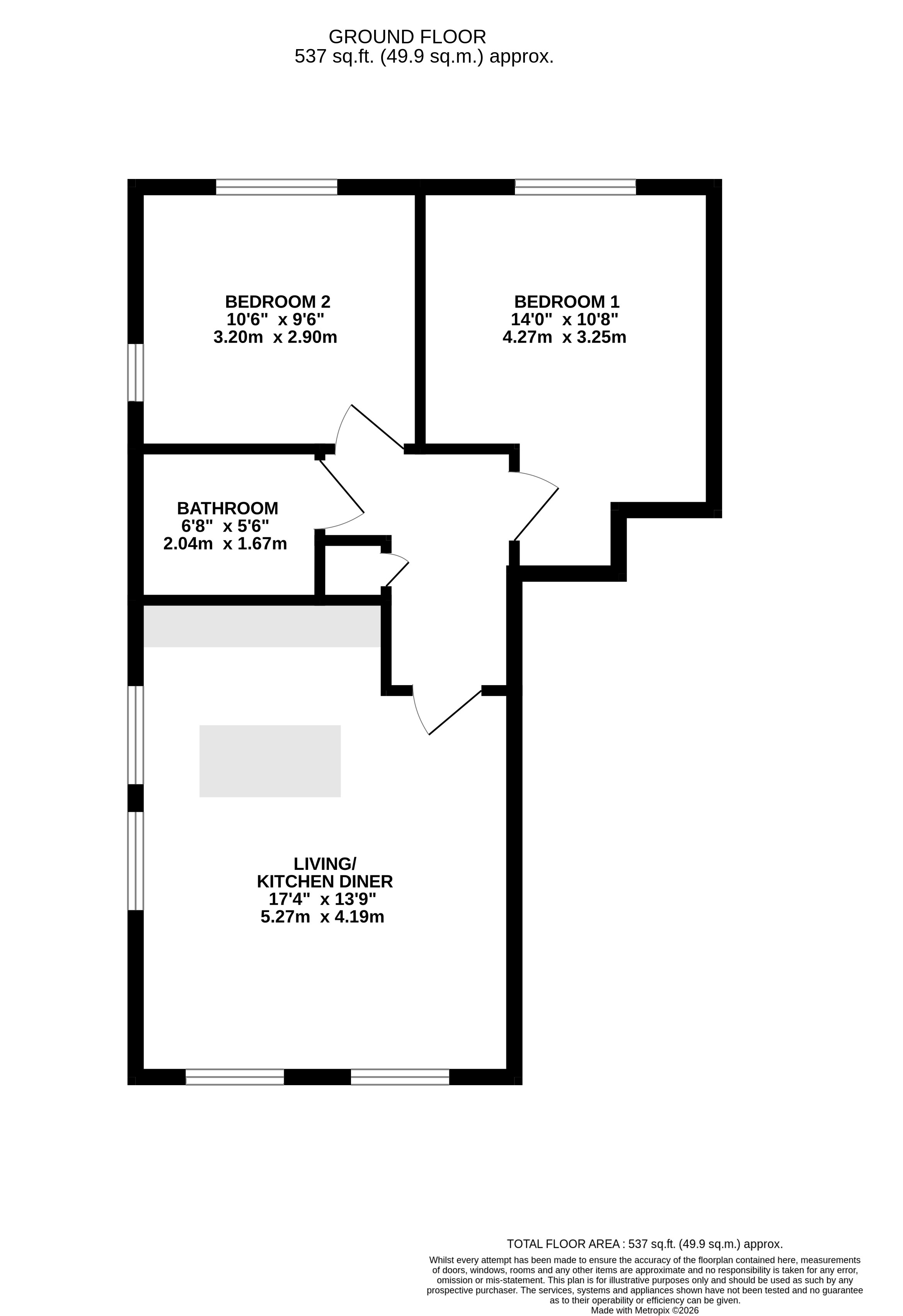 Flat 2, Wharfedale House, 157, Ilkley Road, West Yorkshire floorplan