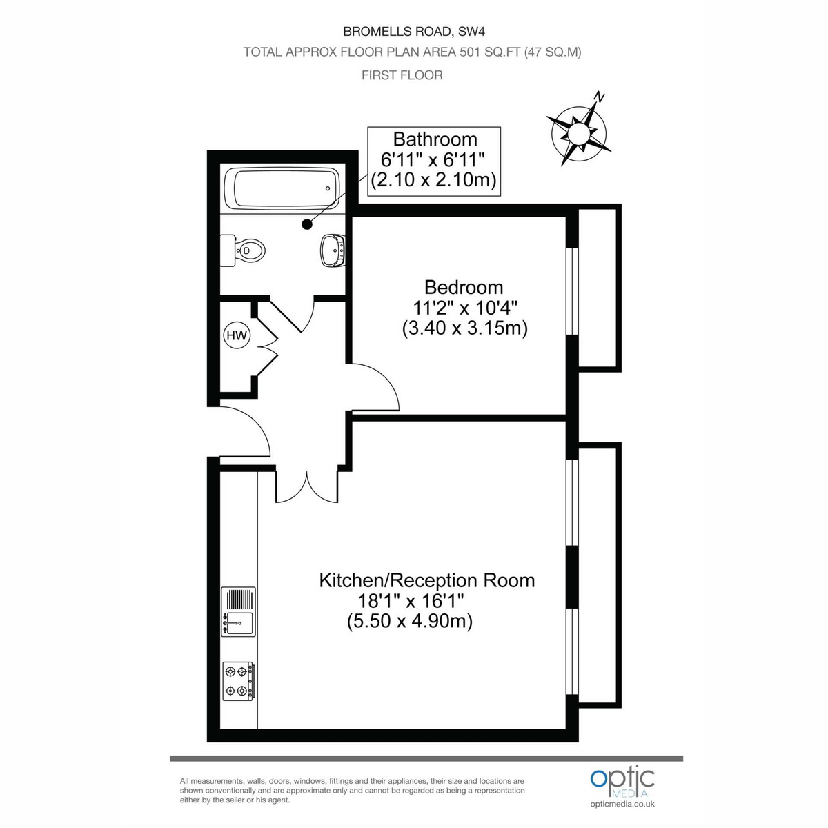 Flat Flat 5, 34, Bromells Road, London floorplan