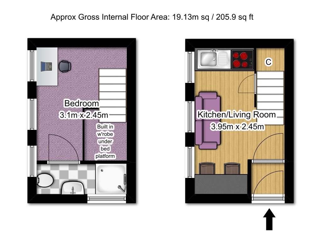 Flat 1,, Crown House, City Centre floorplan