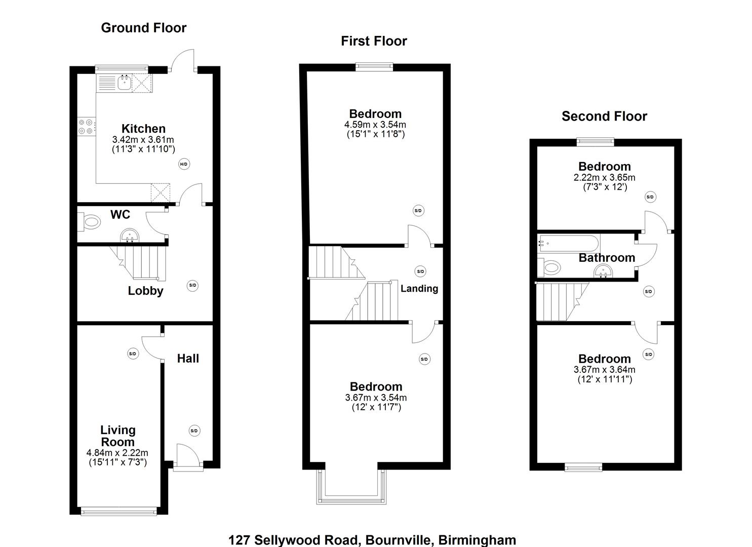 98jjh, 3df, Sellywood Road, Birmingham floorplan