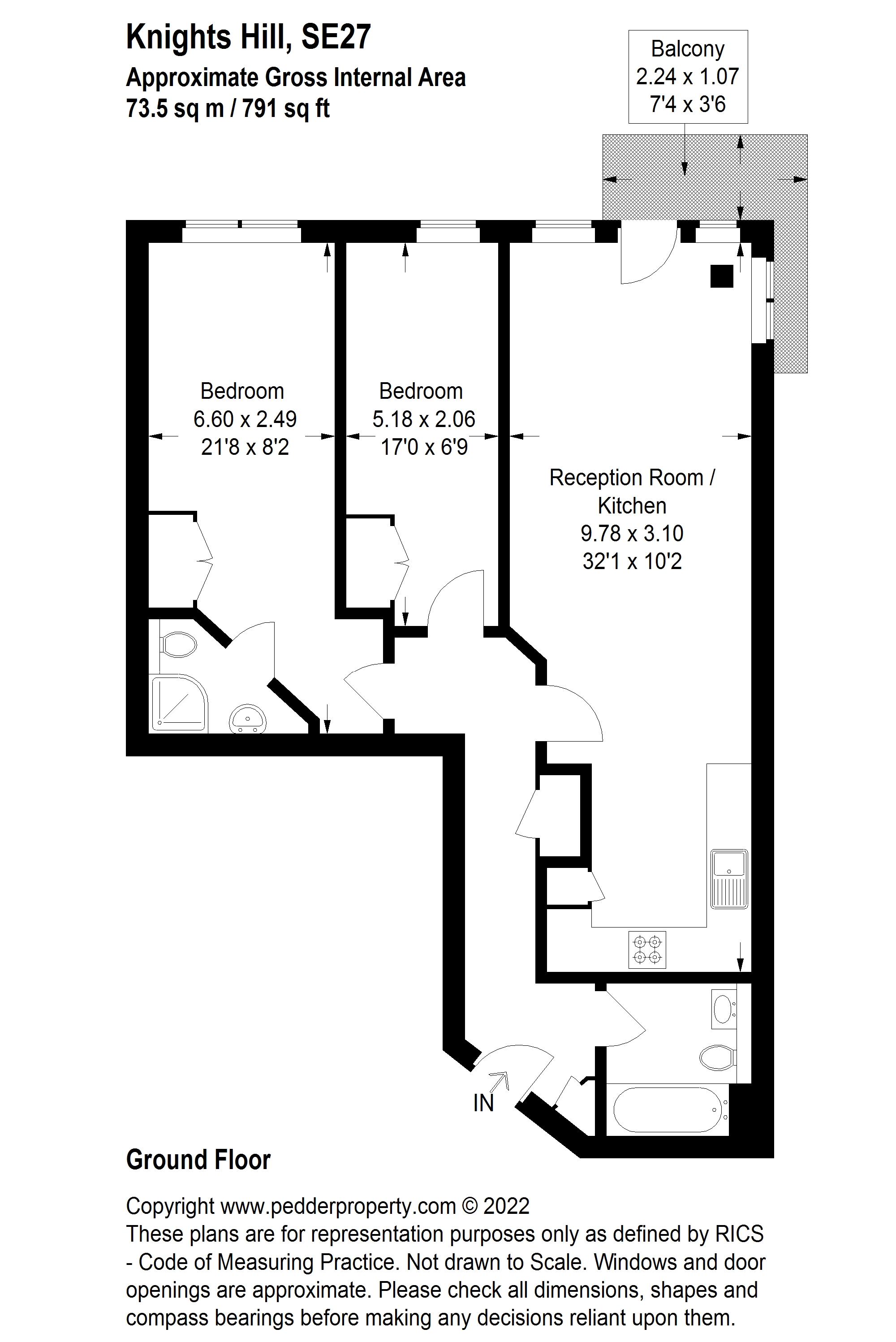 Knights Hill, West Norwood, London SE27, 2 bedroom flat for sale