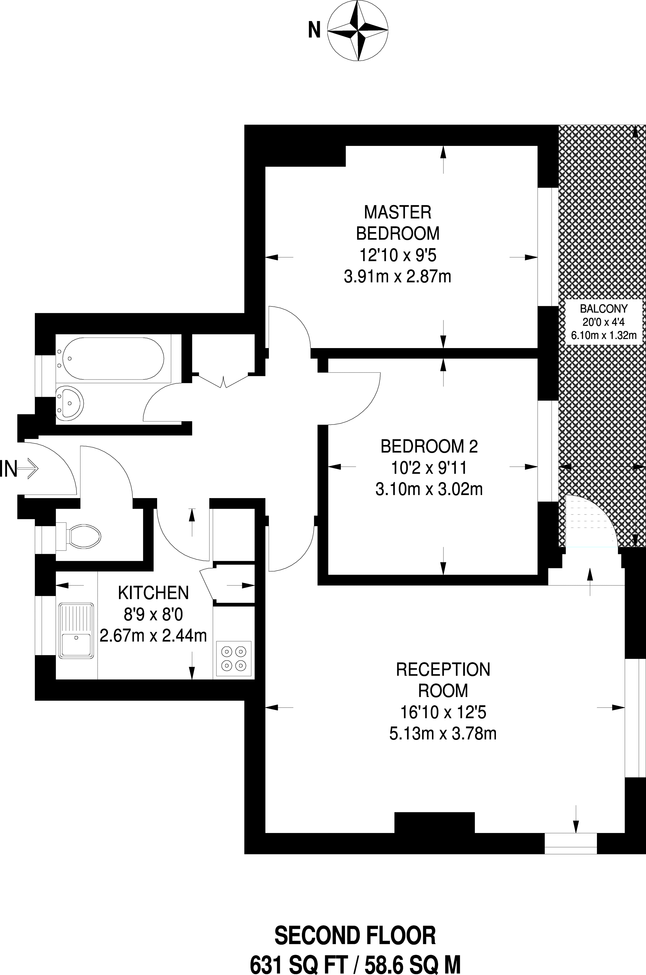 2 Bedrooms Flat to rent in Poynders Gardens, Clapham SW4