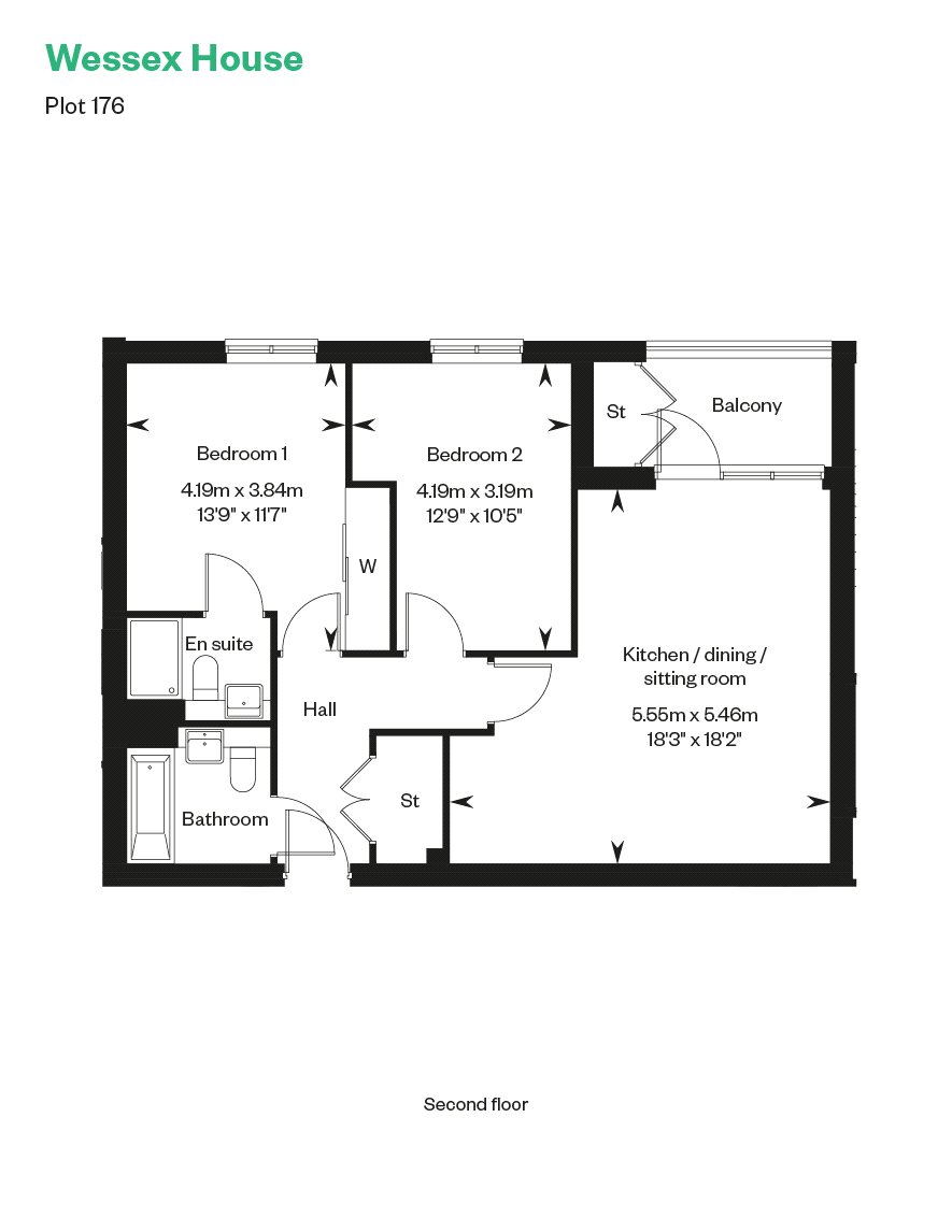 Flat 10, Wessex House, Garrett Crescent KT16, 2 bedroom flat for sale