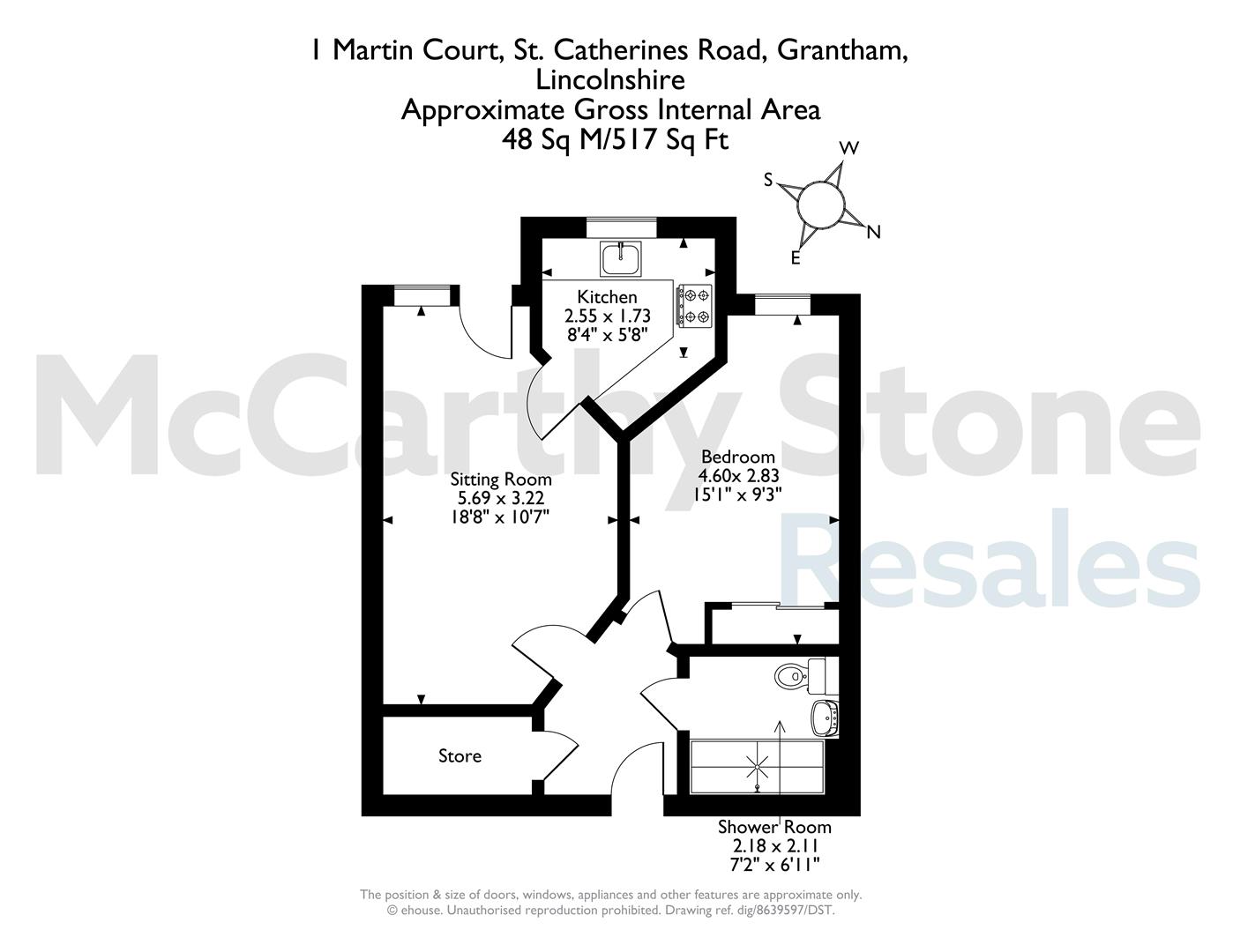 1 Martin Court, St. Catherines Road, Grantham floorplan