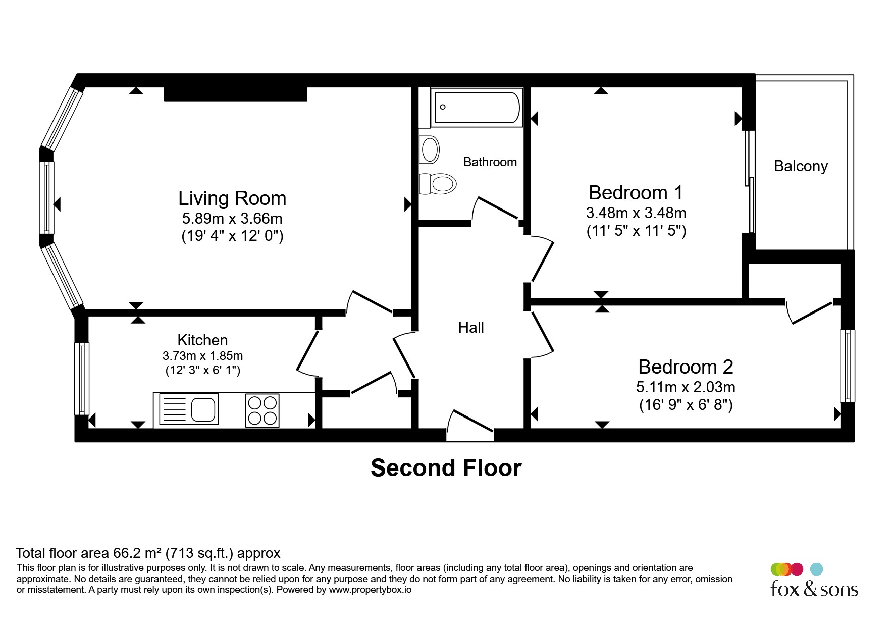 Flat 6, 9-10, Queens Gardens, Eastbourne floorplan
