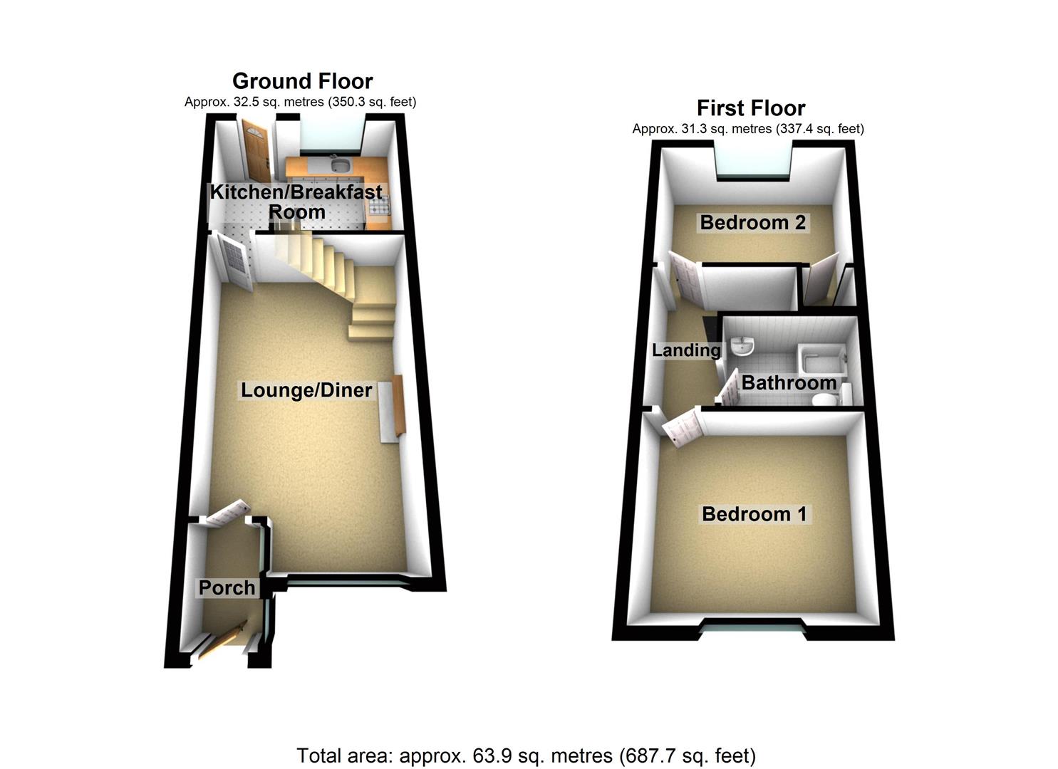 2 Bedrooms Terraced house for sale in Tyler Court, Shepshed, Leicestershire LE12