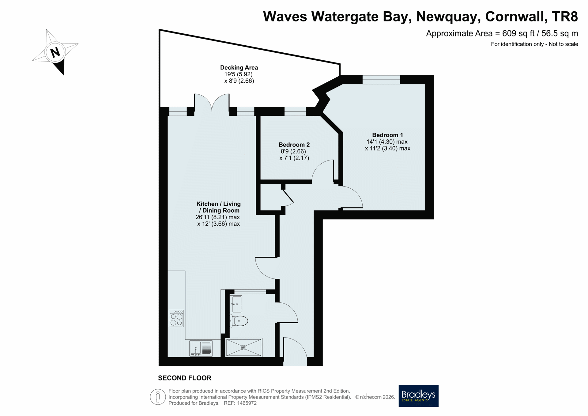 Apartment 2, Waves,, Watergate Bay, Cornwall floorplan
