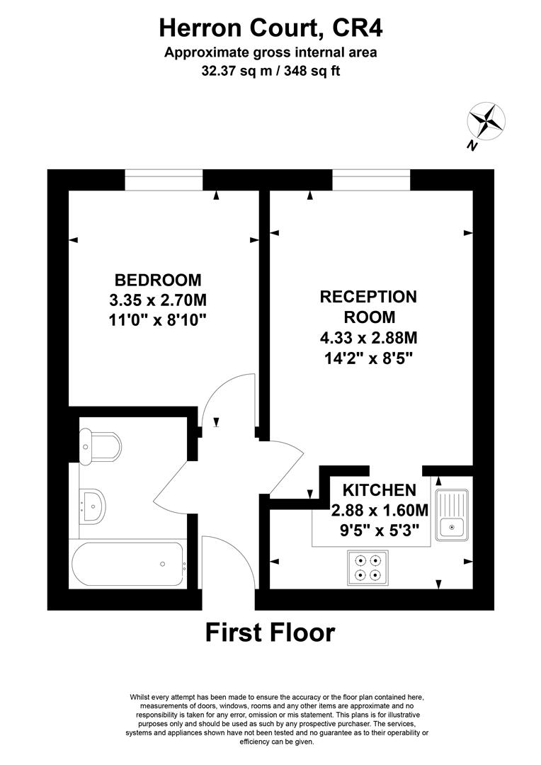 Flat 18 Heron Court, 18, Wilkins Close, Mitcham floorplan