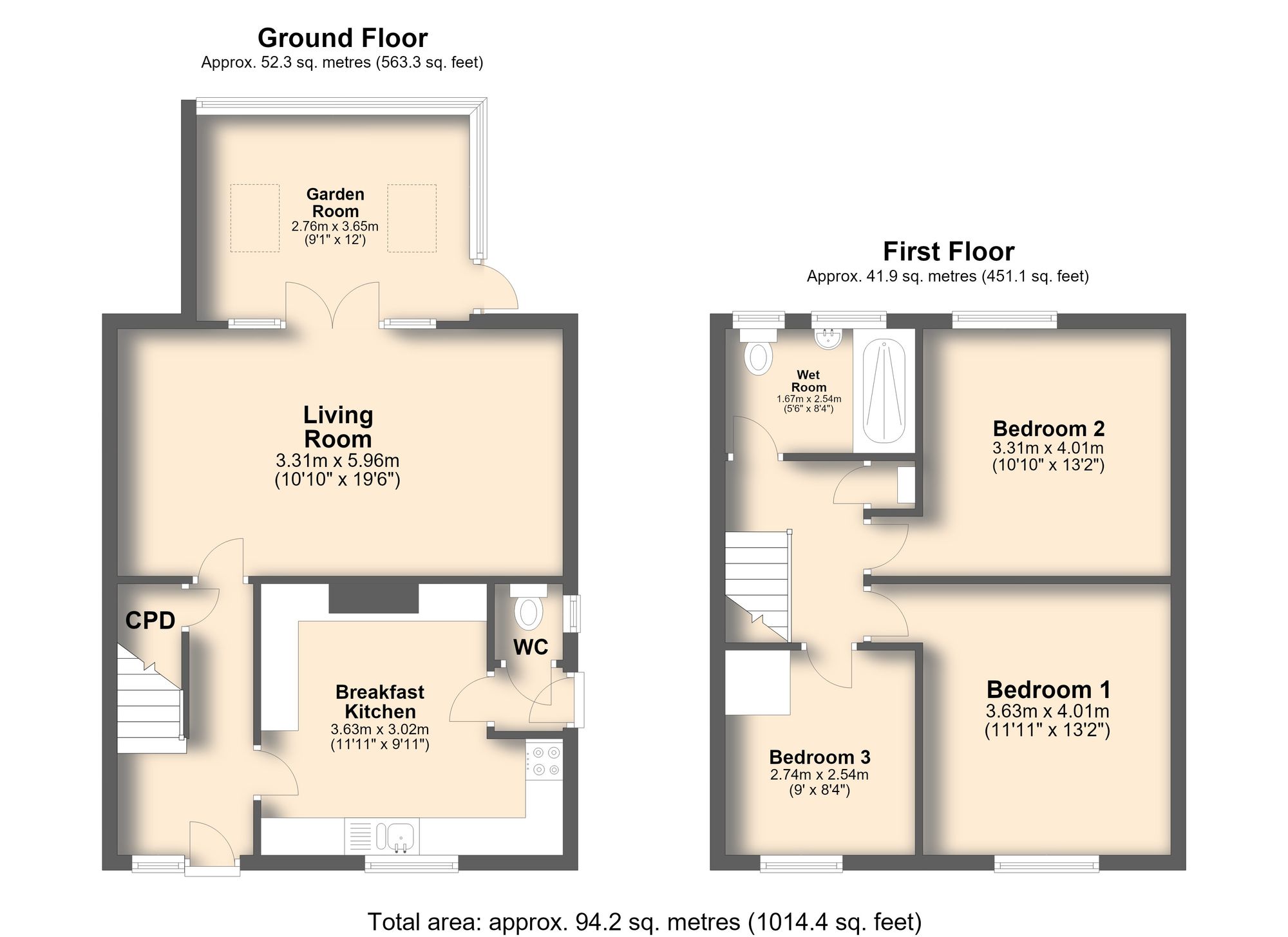 1 Brecon Close, Chesterfield floorplan