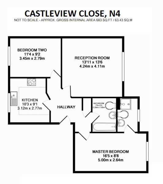 2 Bedrooms Flat to rent in Castleview Close, London N4