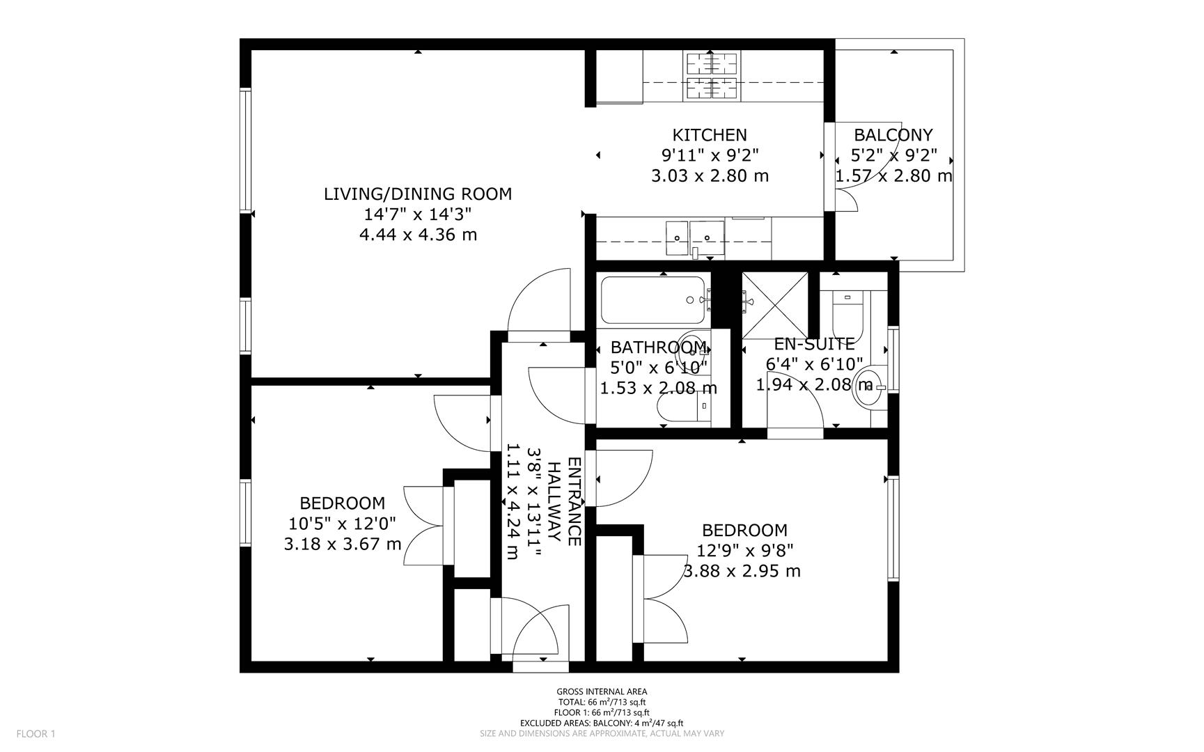 3/1, 1368, London Road, Glasgow floorplan